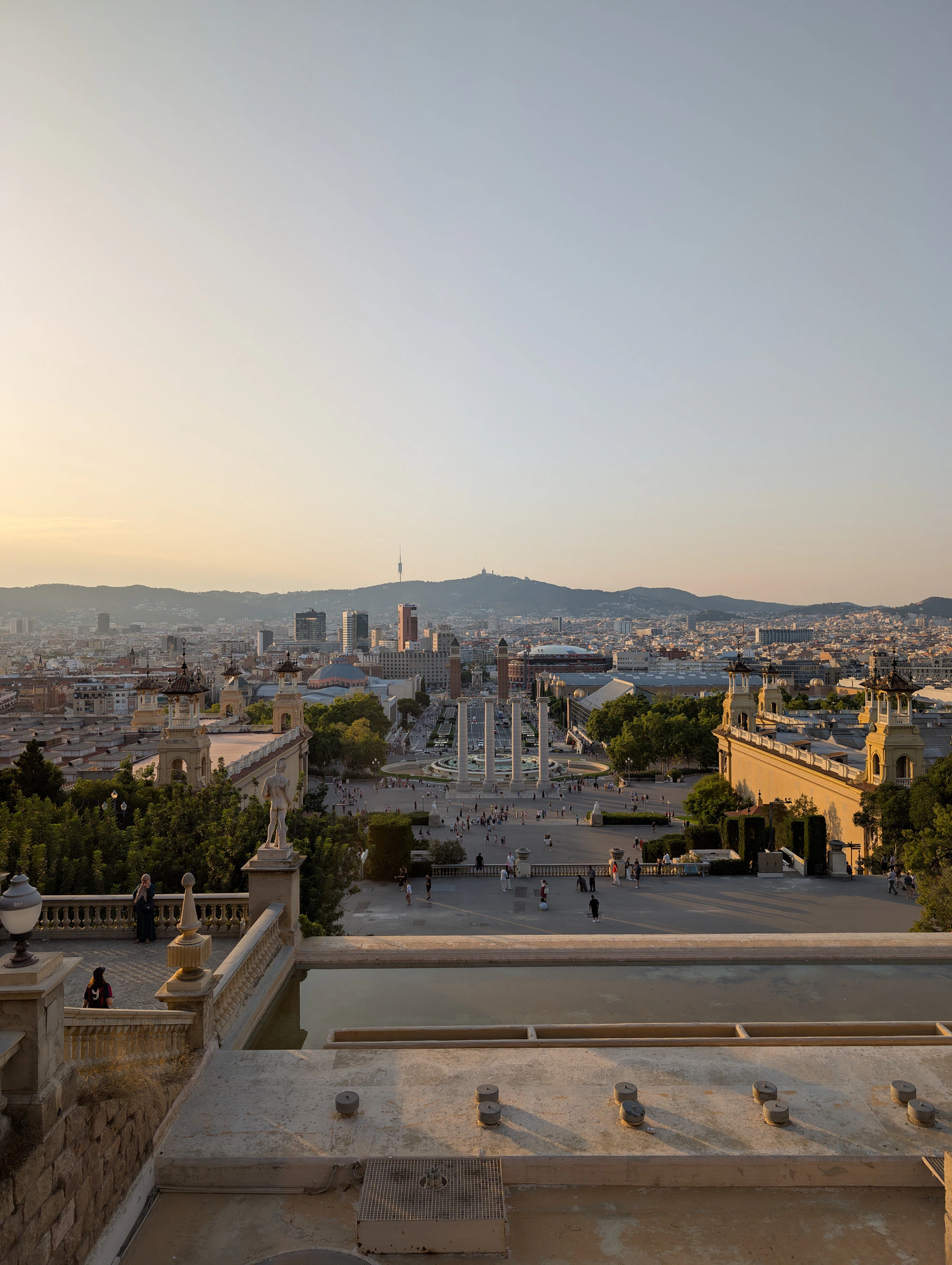 A panoramic view across Barcelona in warm evening light