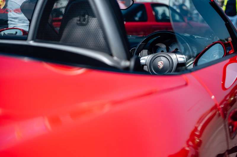 Red sports car interior, pure luxury