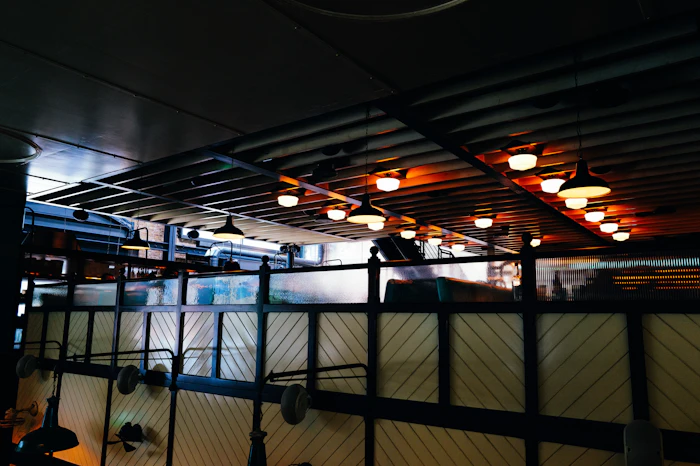 Warm restaurant interior lighting