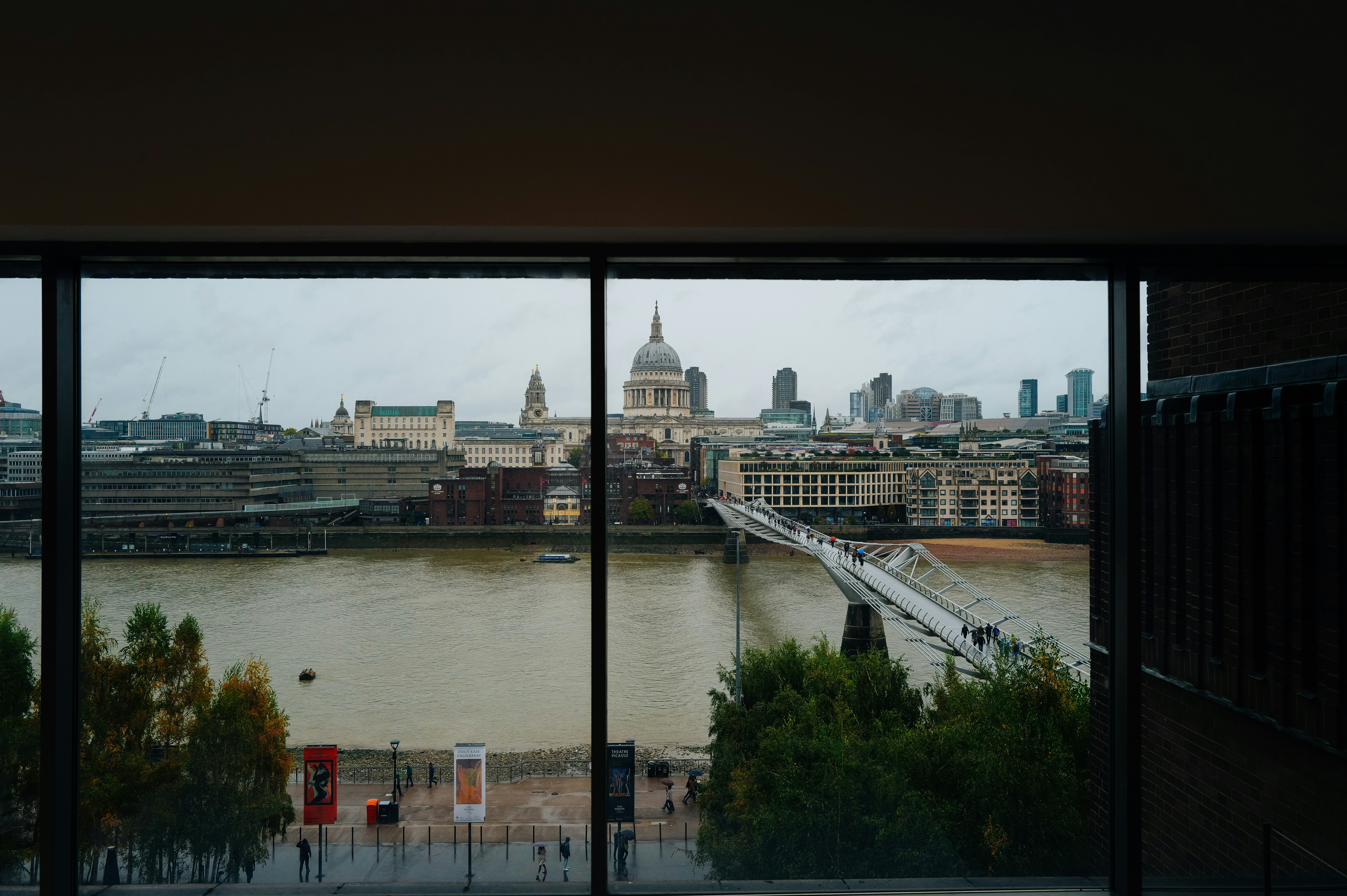 London skyline with st paul's cathedral and millennium bridge.