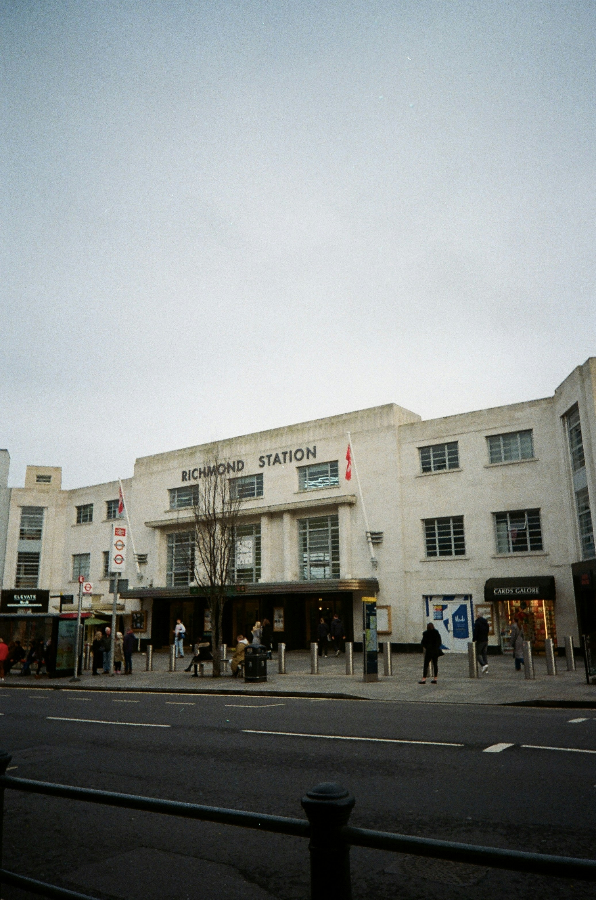 Richmond station building with people on the street
