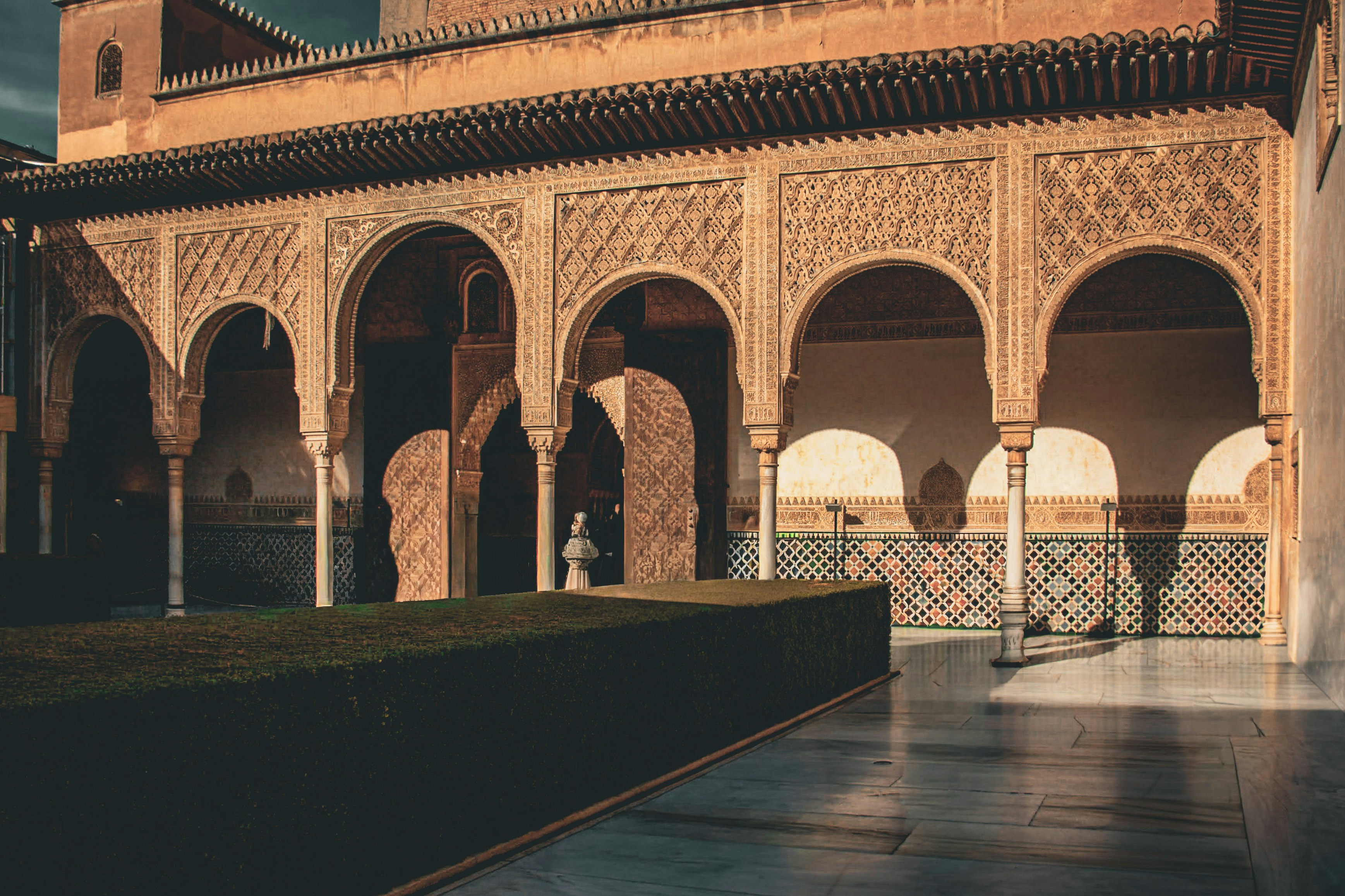 Ornate arches and courtyard in a historic building