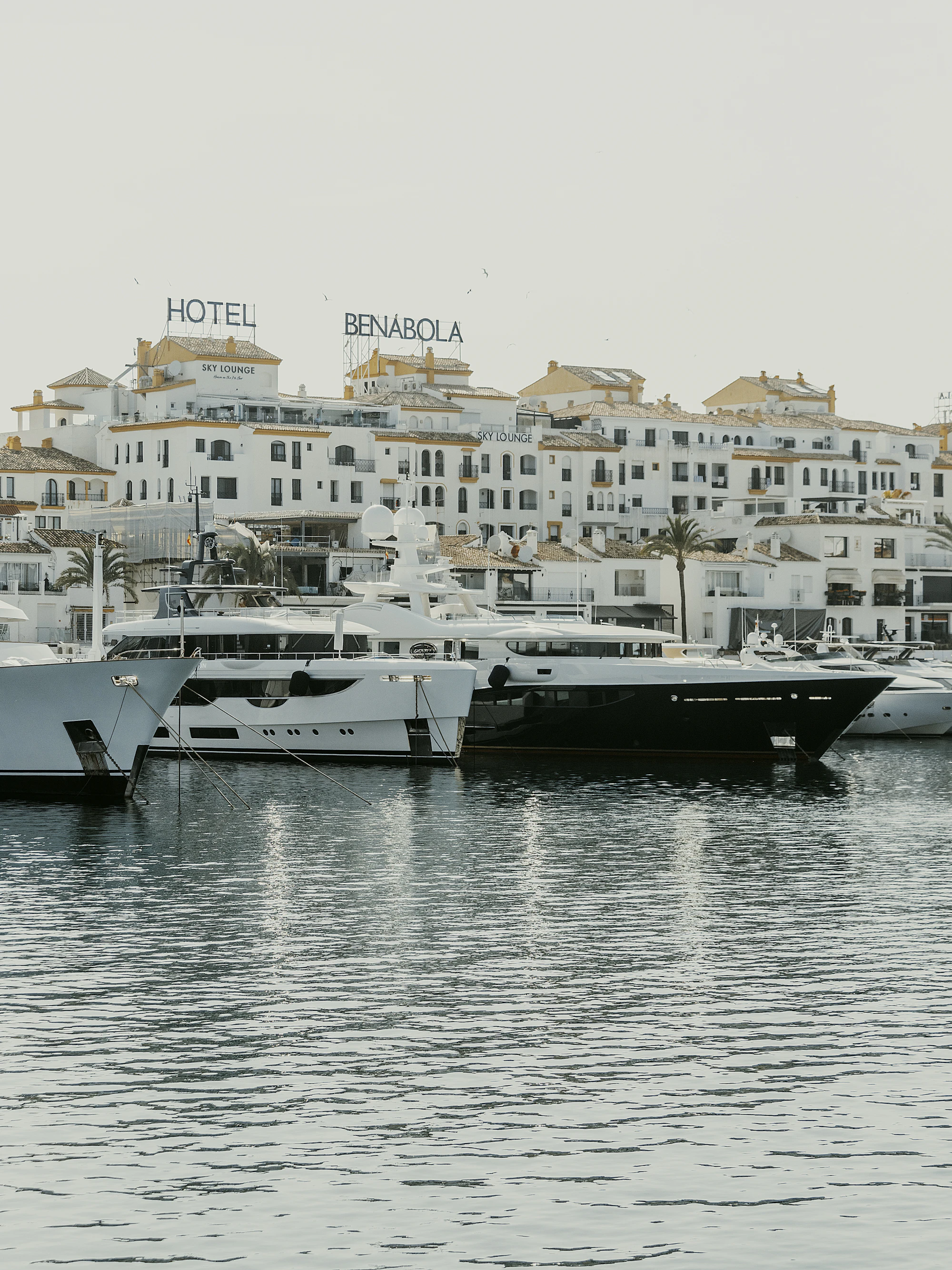 Luxury superyachts moored in Puerto Banús, Marbella