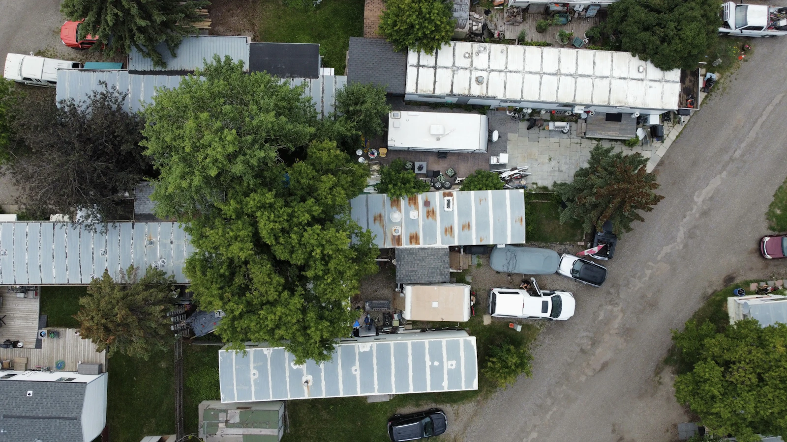 Aerial mobile home park illustrating Treeside Capital operations and infrastructure analysis