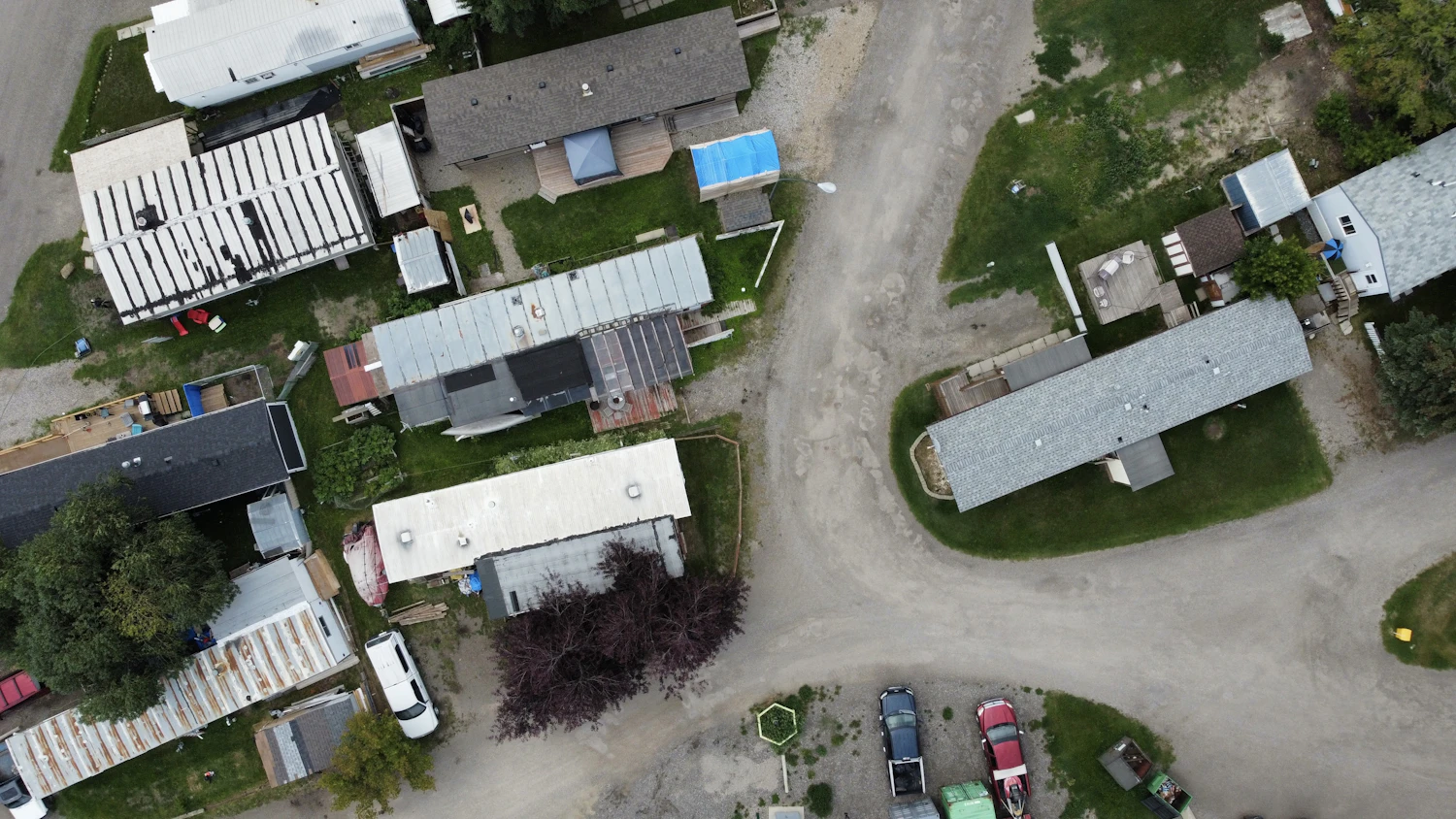 Aerial view of a mobile home park community representing investment real estate in a 1031 exchange
