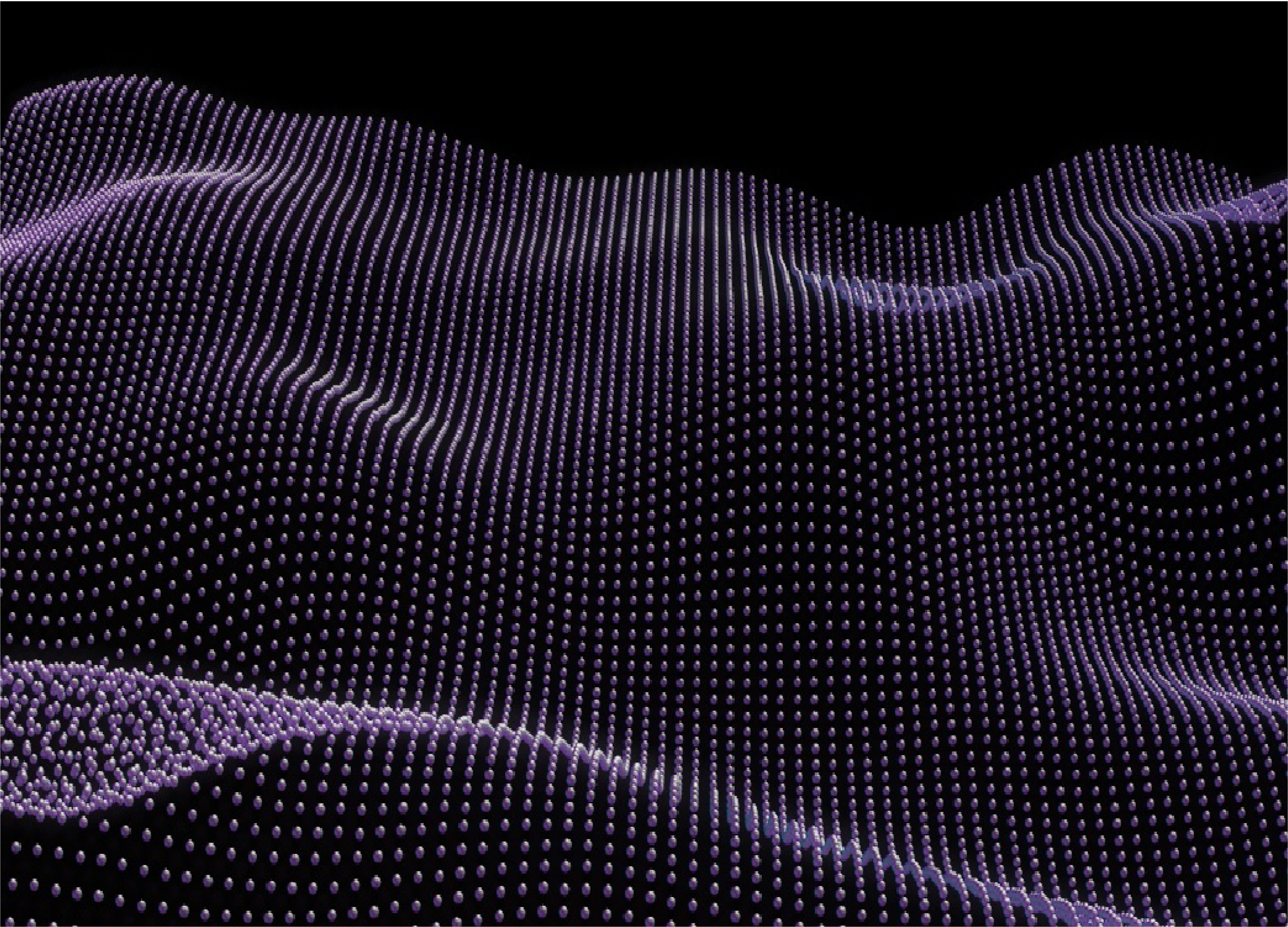 Abstract landscape of purple dots on black background