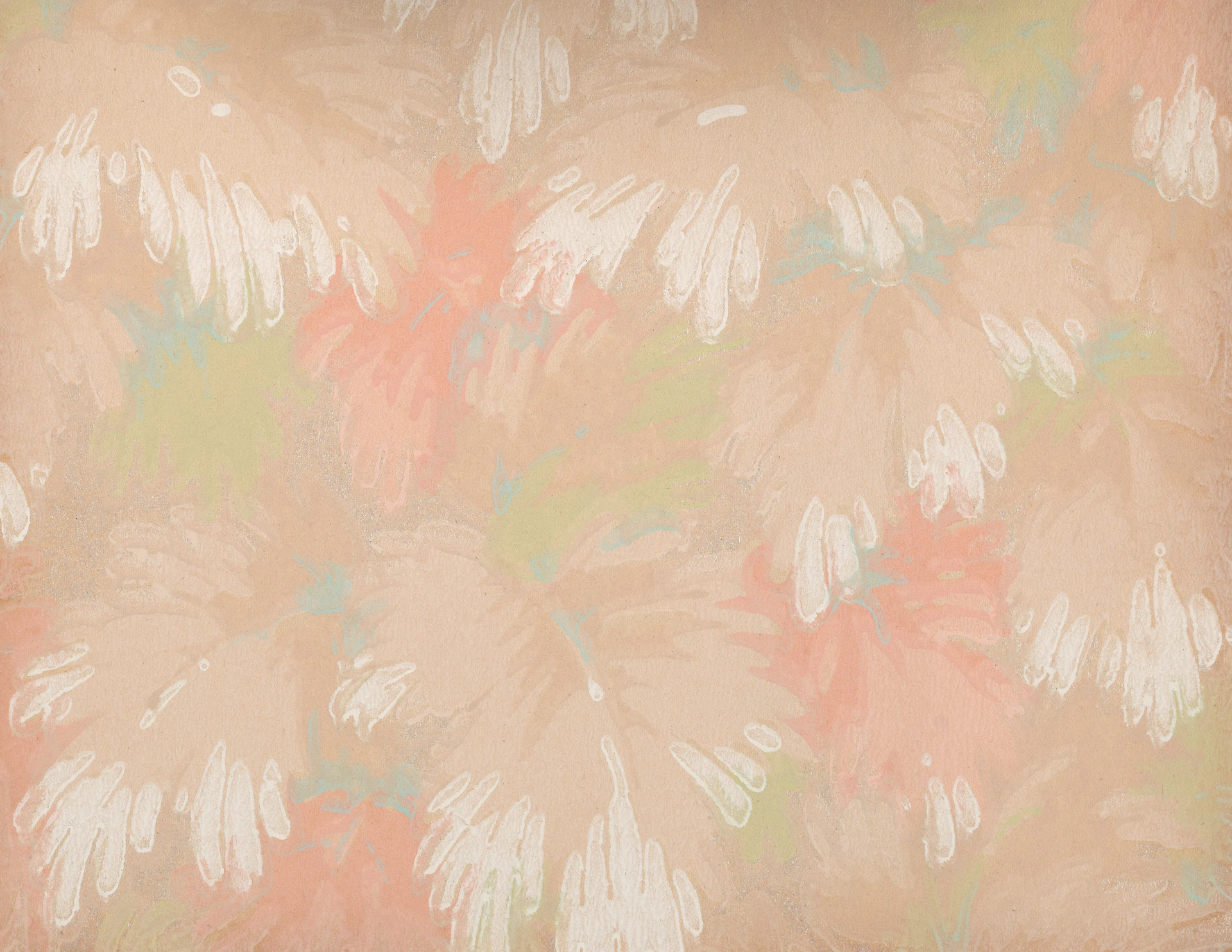 Abstract pattern of soft white and pink brushstrokes on a beige background