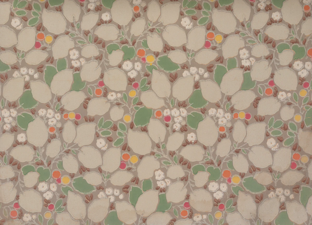 Patterned wallpaper hung on a feature wall