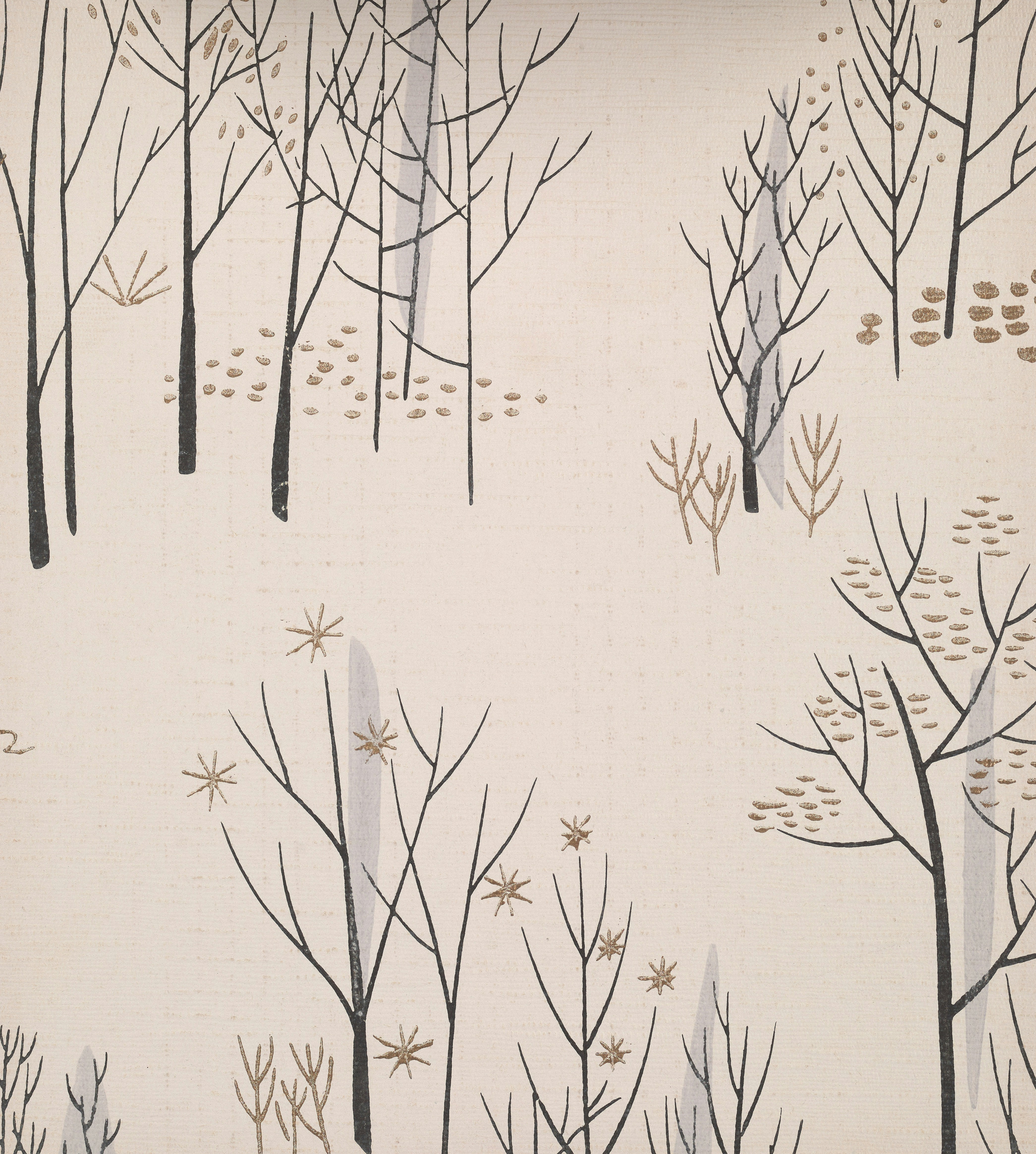 Alberi nudi in una foresta invernale stilizzata