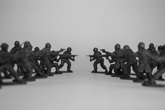 Toy soldiers in formation facing each other