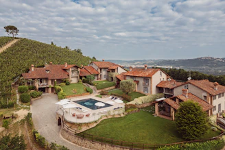 Luxury villa with swimming pool nestled in vineyard hills