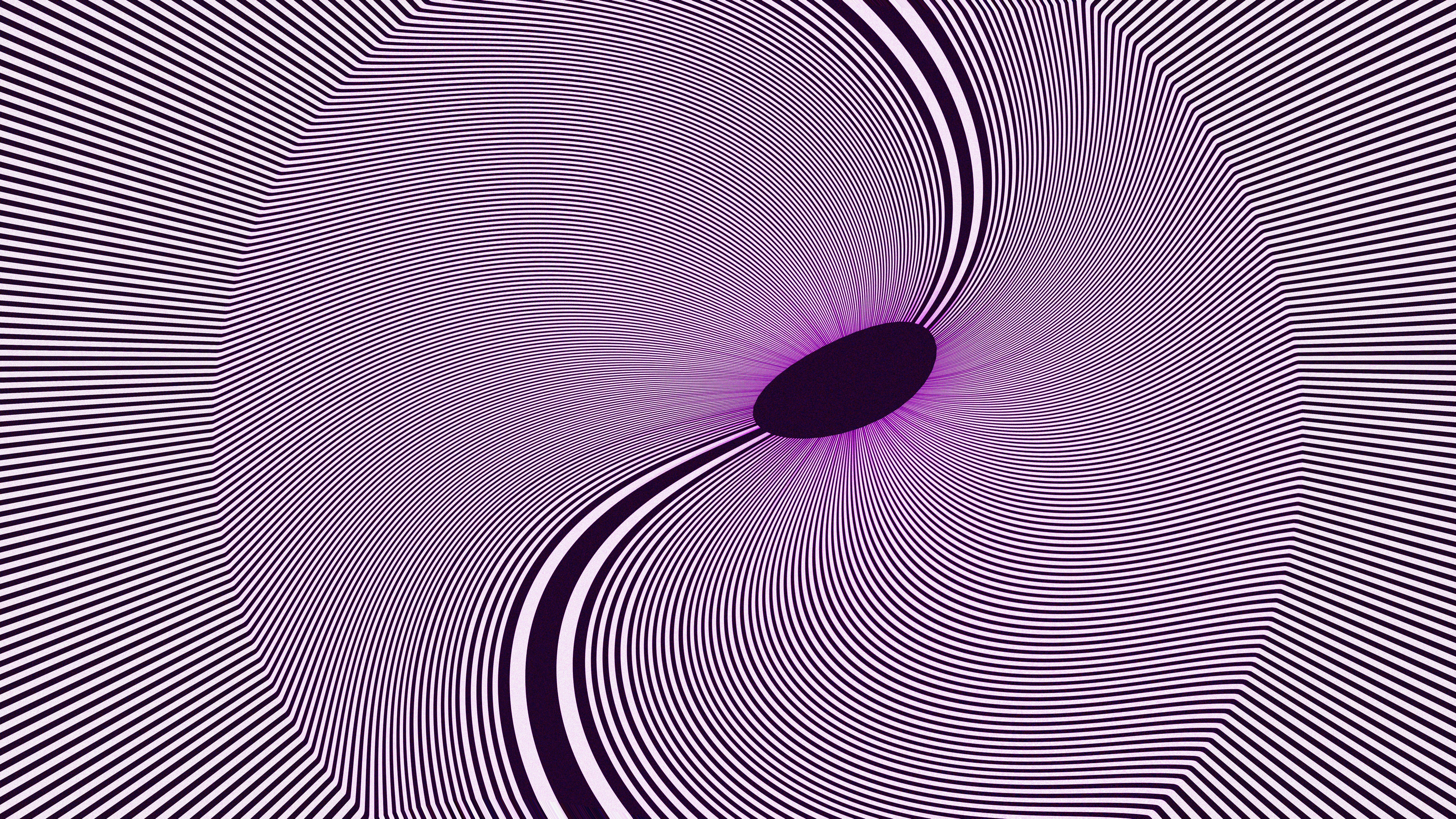 Abstract purple and black swirling pattern with a central oval.