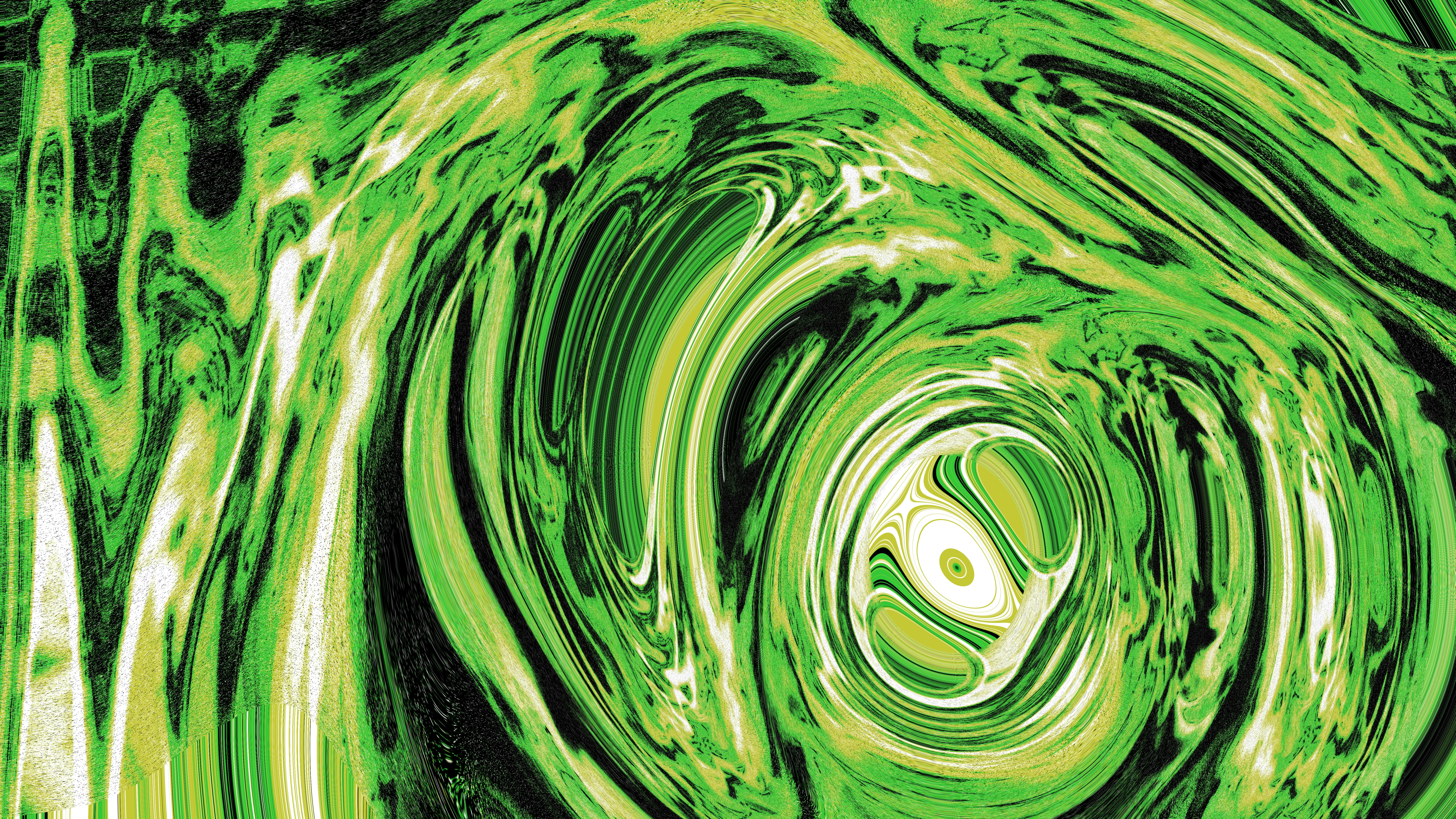 Abstract swirling green and yellow pattern