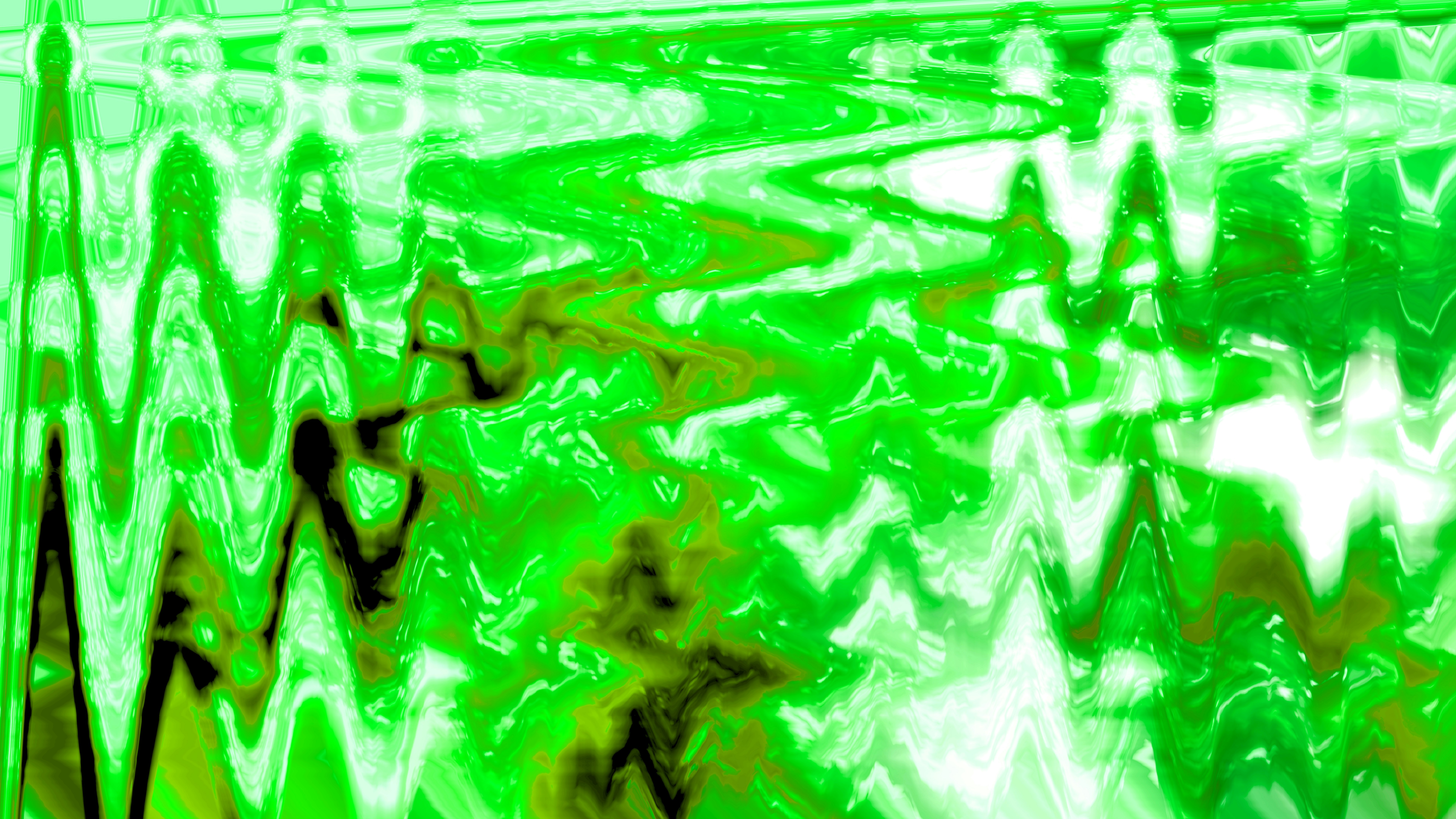 Abstract green wavy pattern with dark brown accents