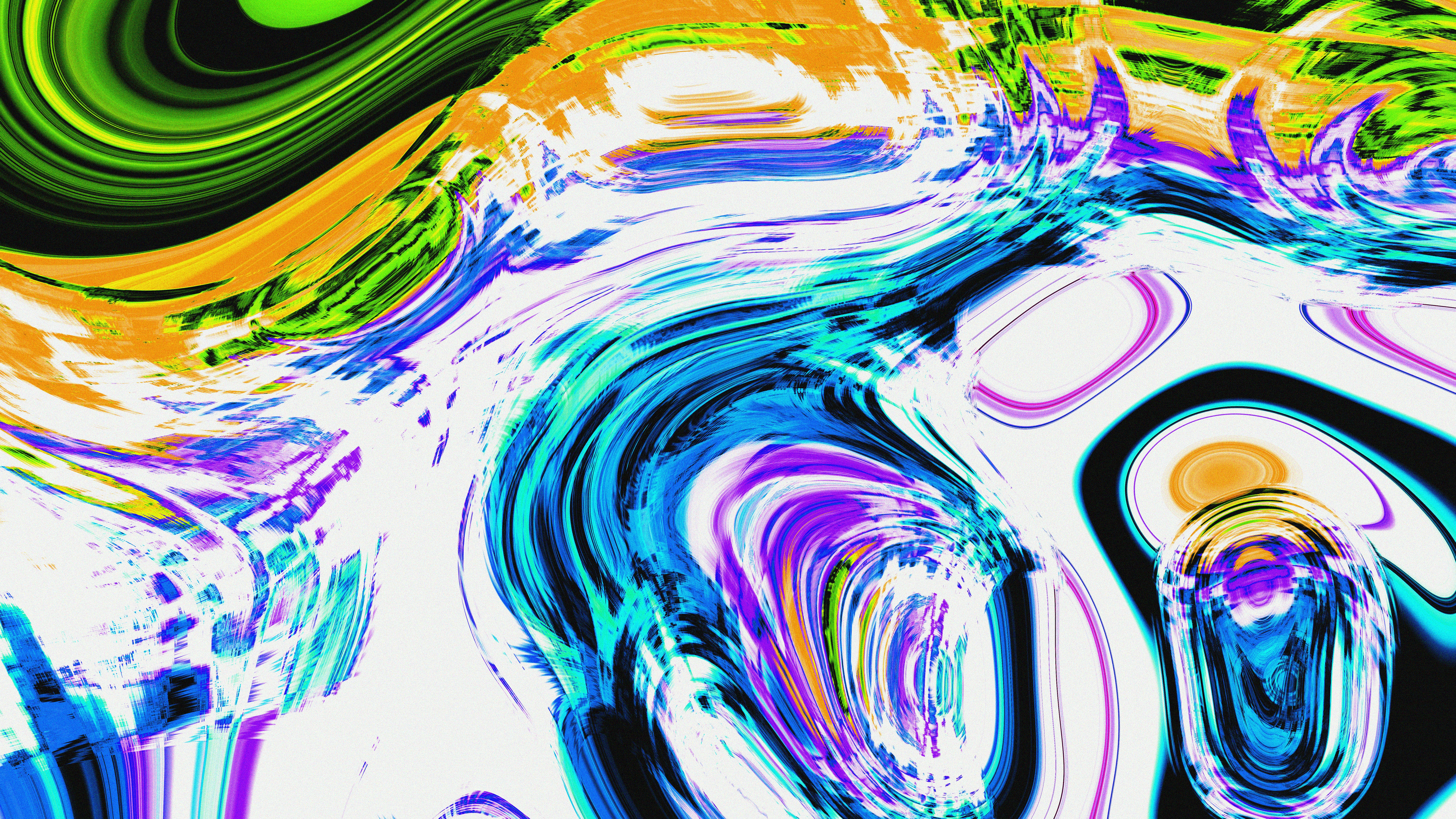 Abstract colorful swirls and shapes with bright hues