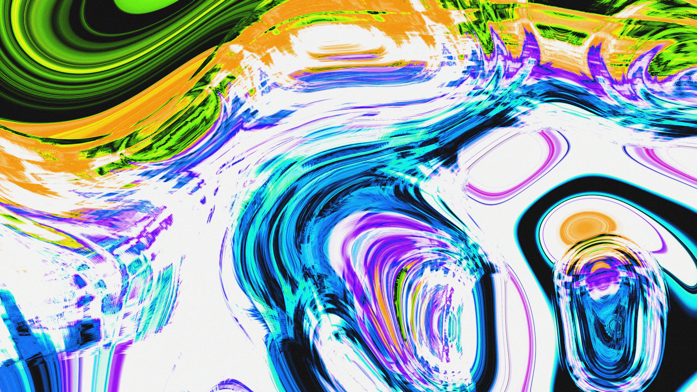 Colorful abstract glass ribbons on a light background