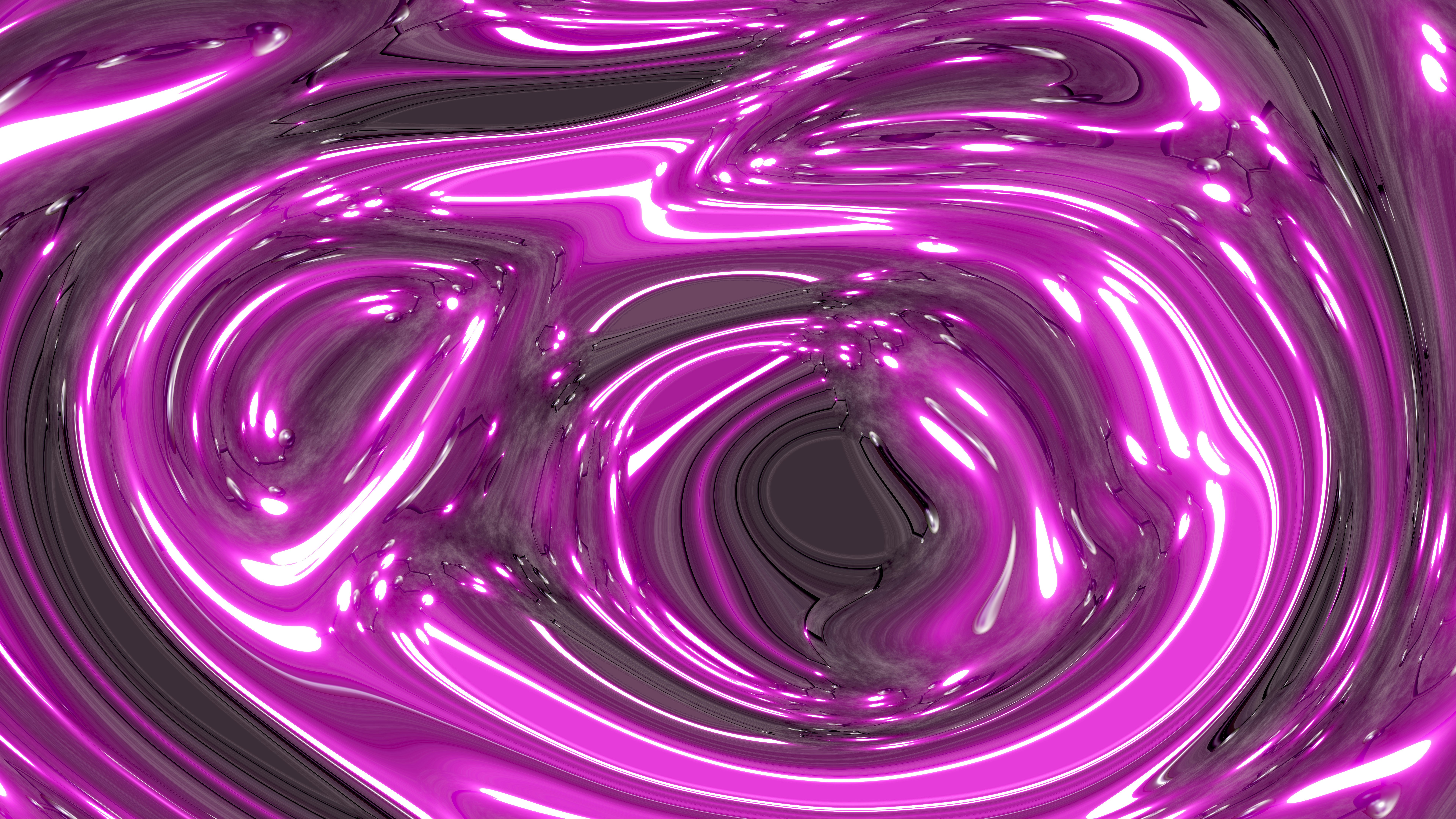 Abstract swirling pattern of pink and gray liquid.