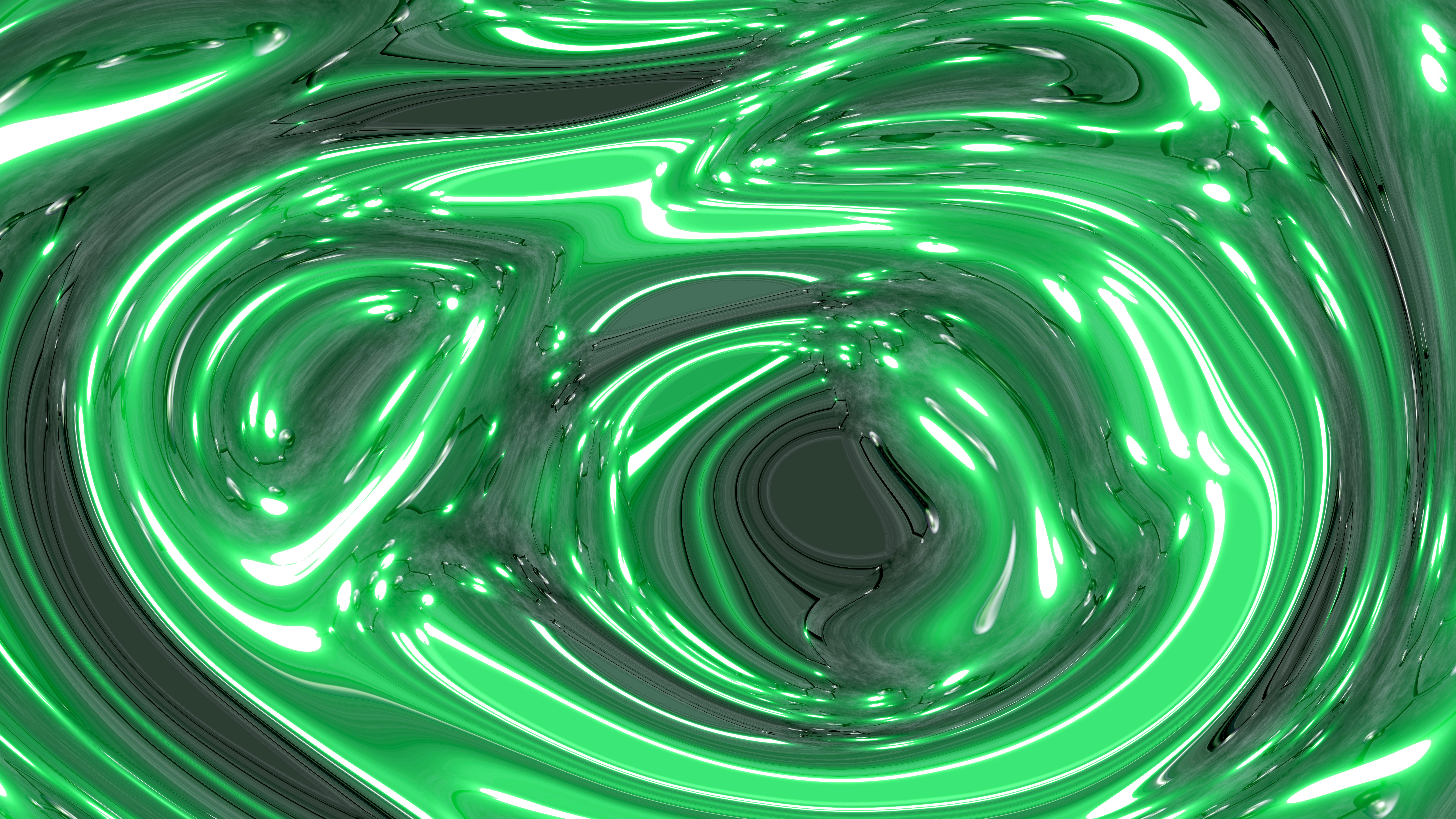 Abstract swirling green metallic liquid texture