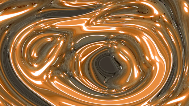 Abstract swirling metallic orange and grey liquid