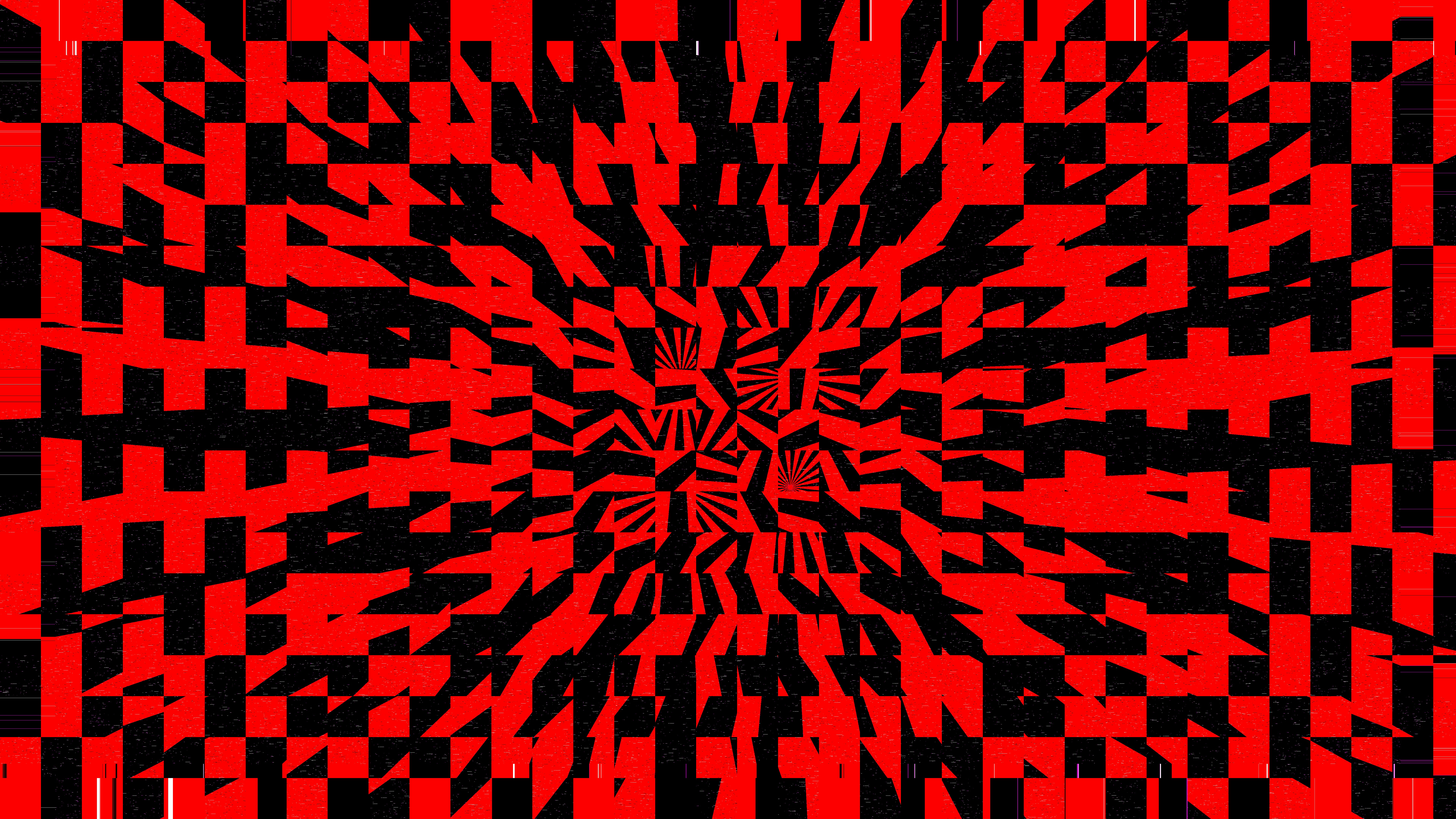 Abstract red and black checkered pattern with distortion
