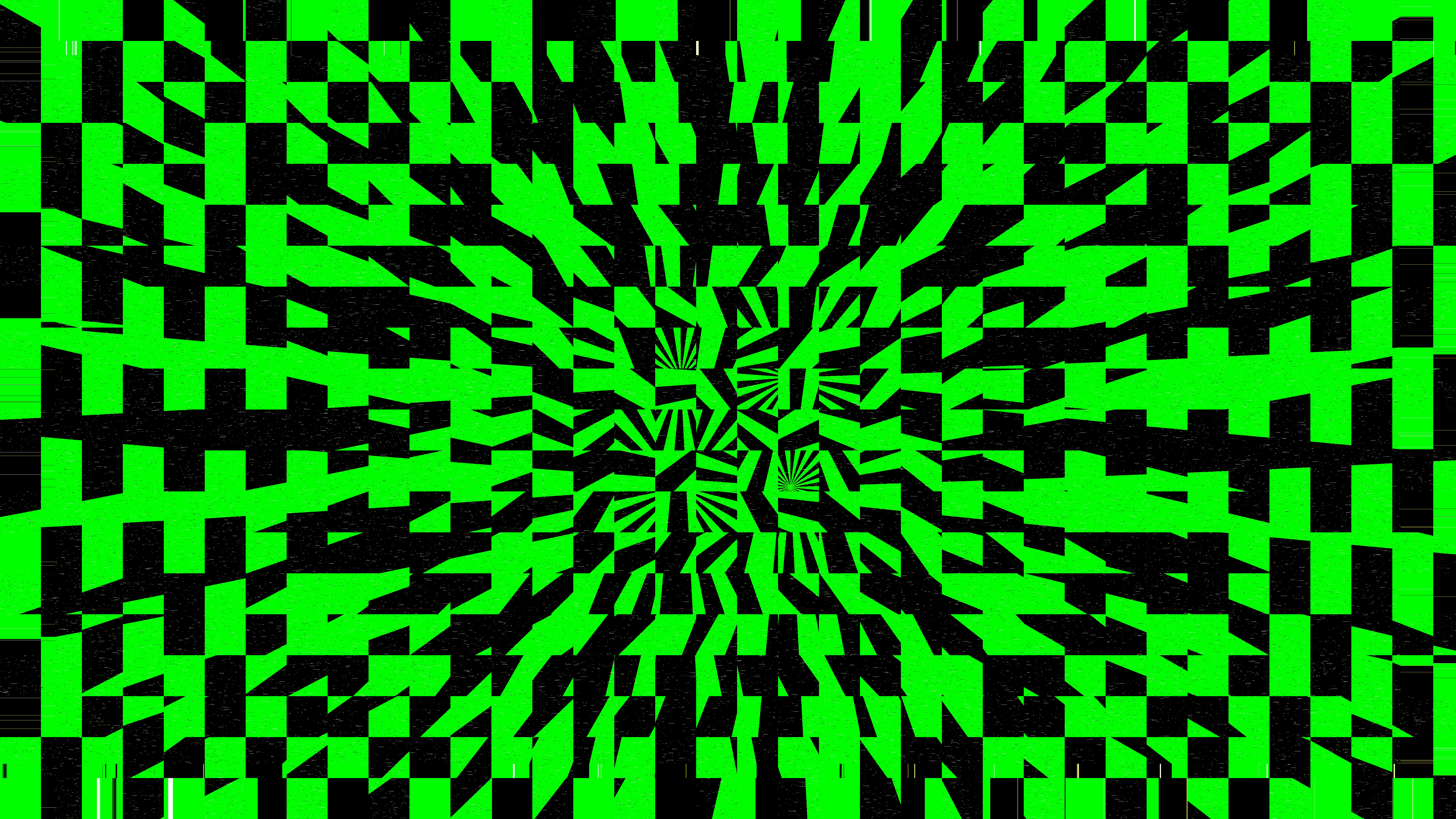 Abstract green and black checkered pattern distortion
