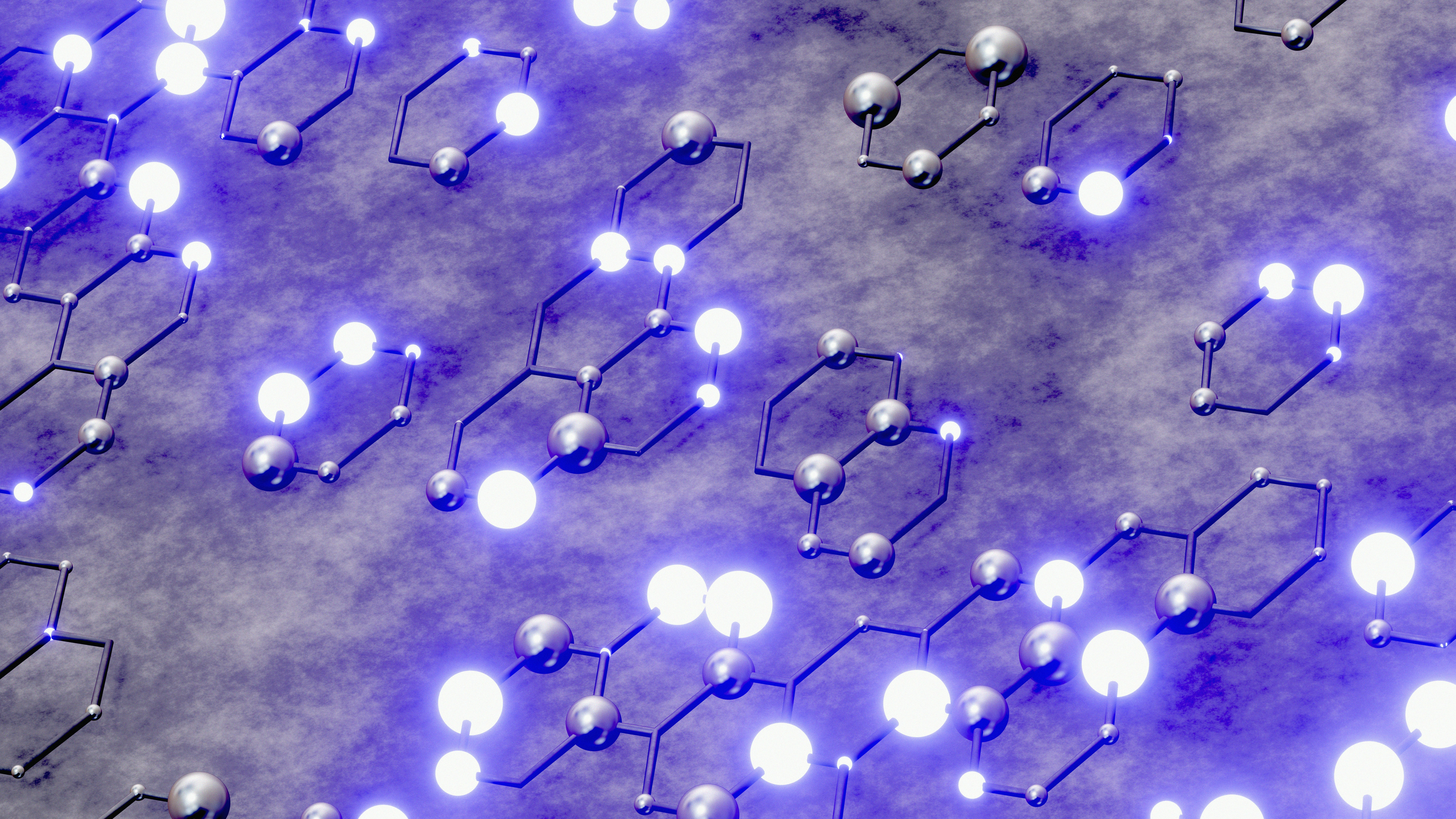 Abstract molecular structure with glowing nodes