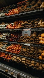 Shelves of fresh fruit in a grocery store