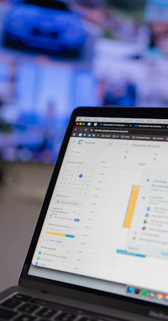 Laptop screen displaying a calendar and schedule.