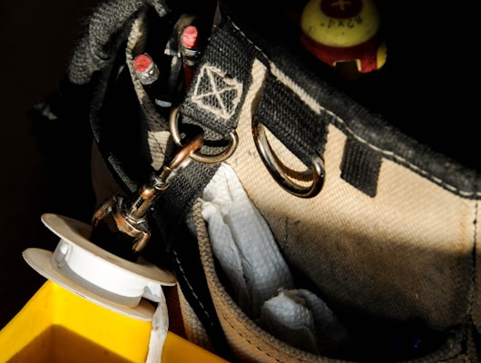 Plumbing tool bag close-up