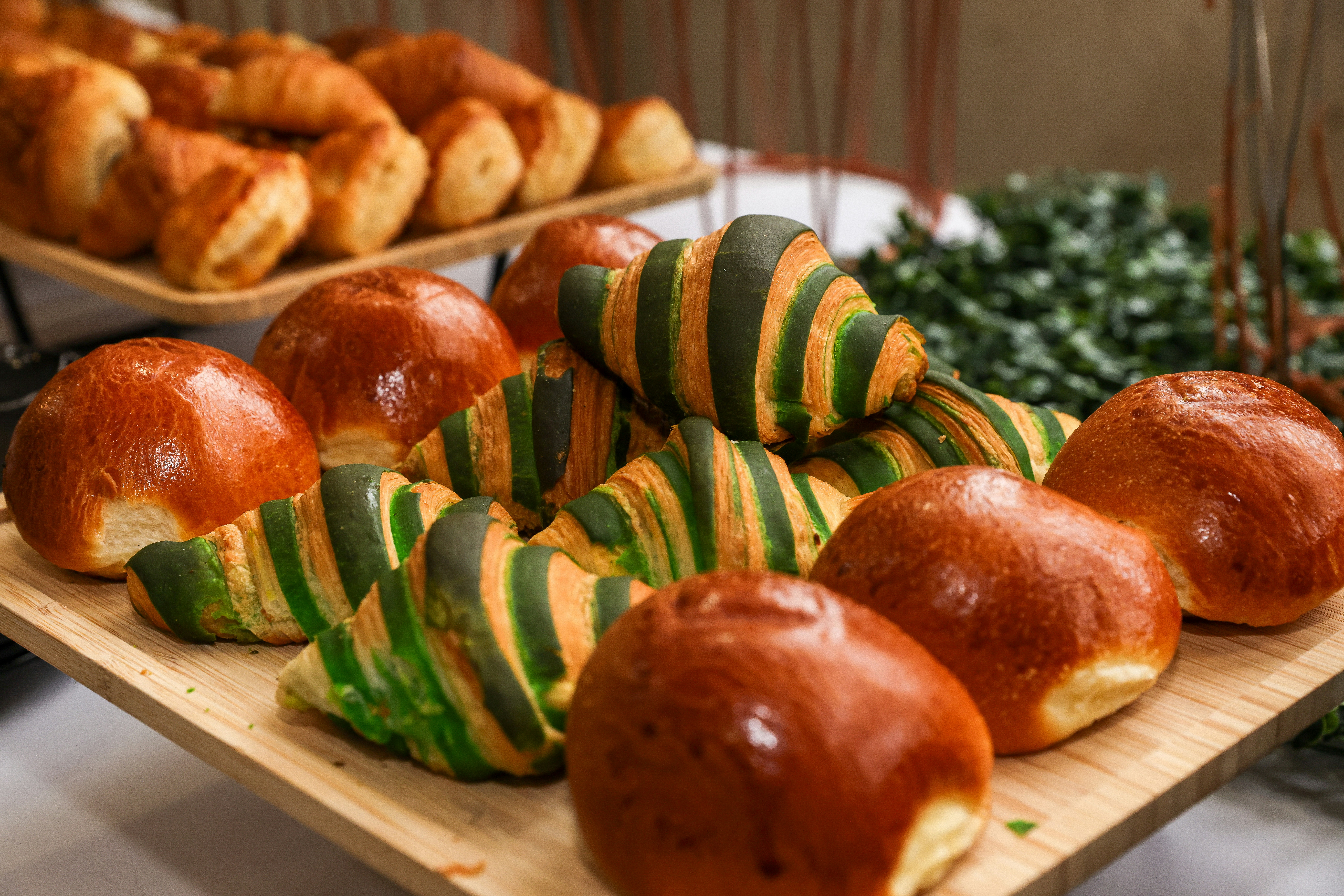 Assortment of fresh baked croissants and rolls