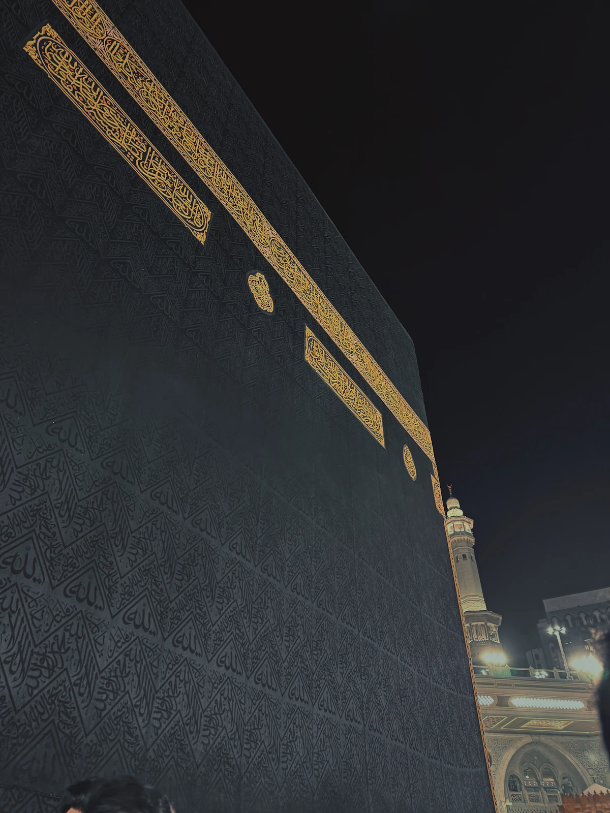 The Kaaba at Masjid al-Haram illuminated at nights
