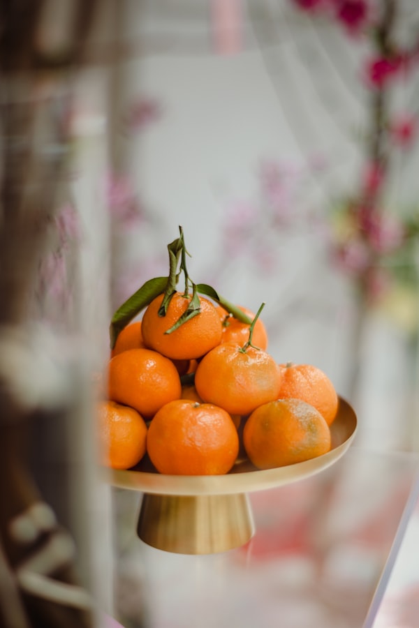 Fresh tangerines on stand
