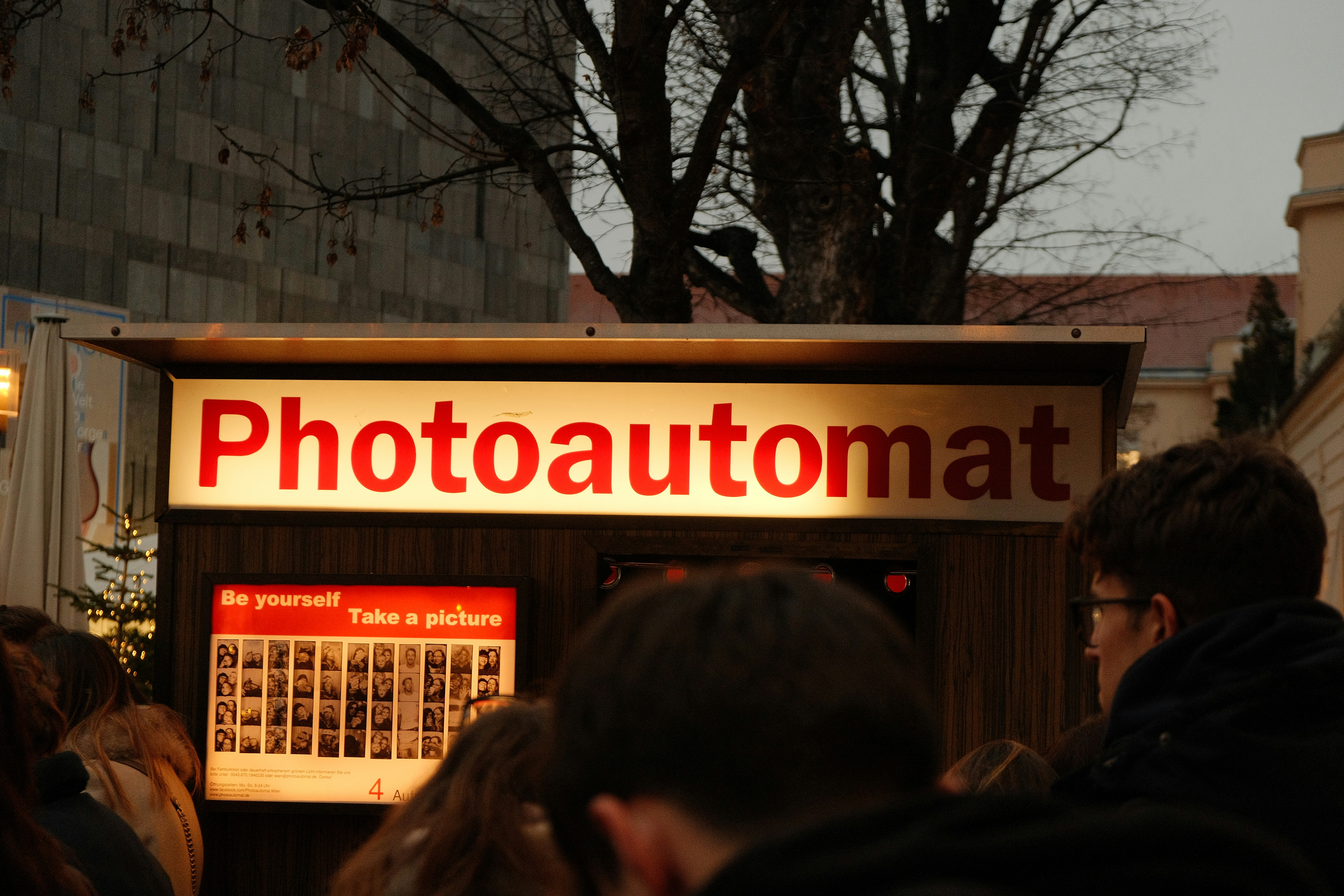 People waiting for a photo booth