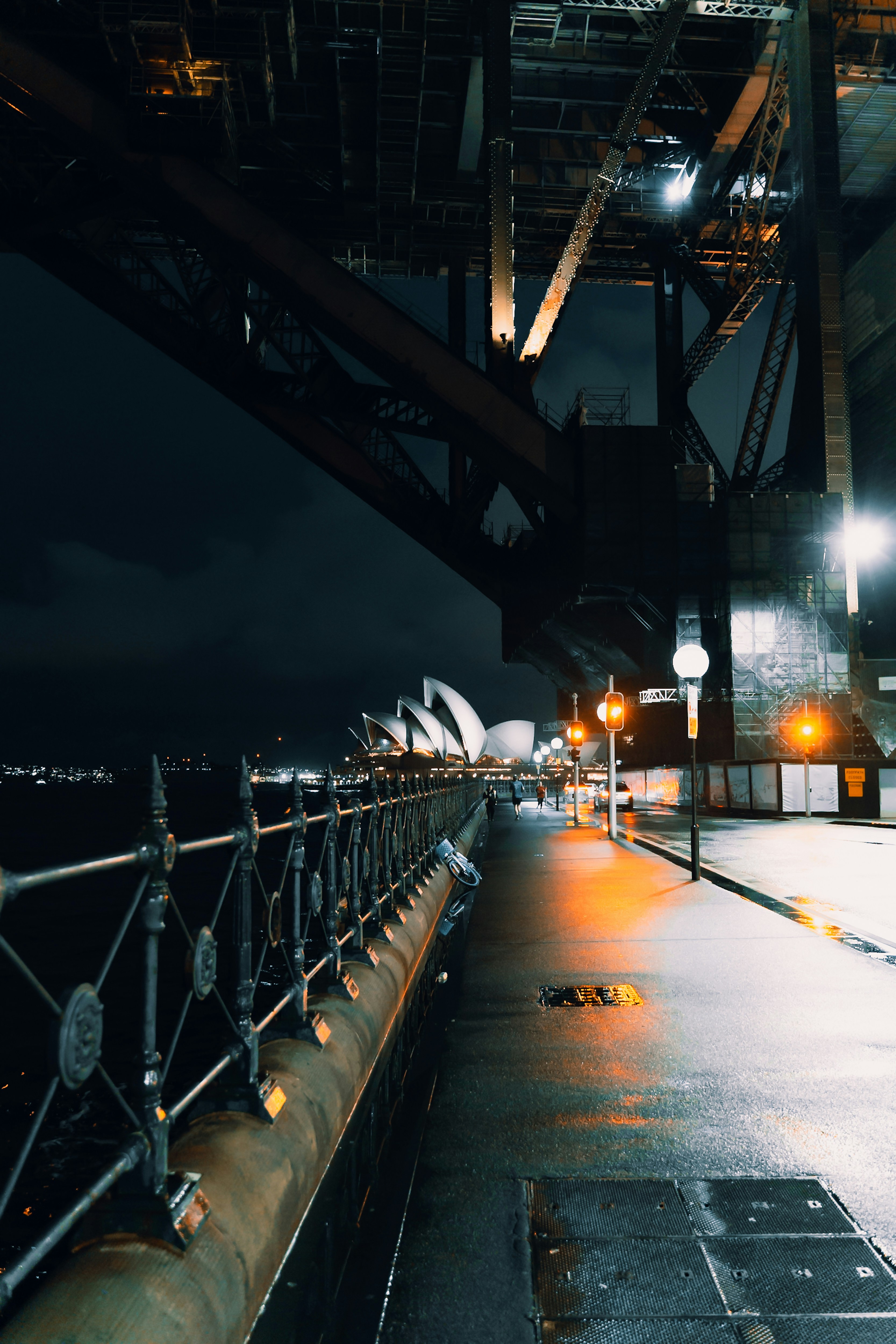 Sydney opera house and harbour bridge at night