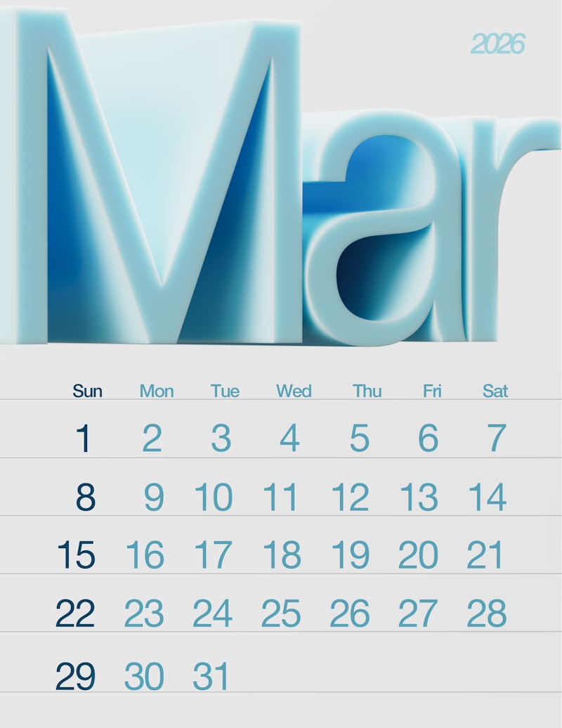 Three-dimensional calendar illustration