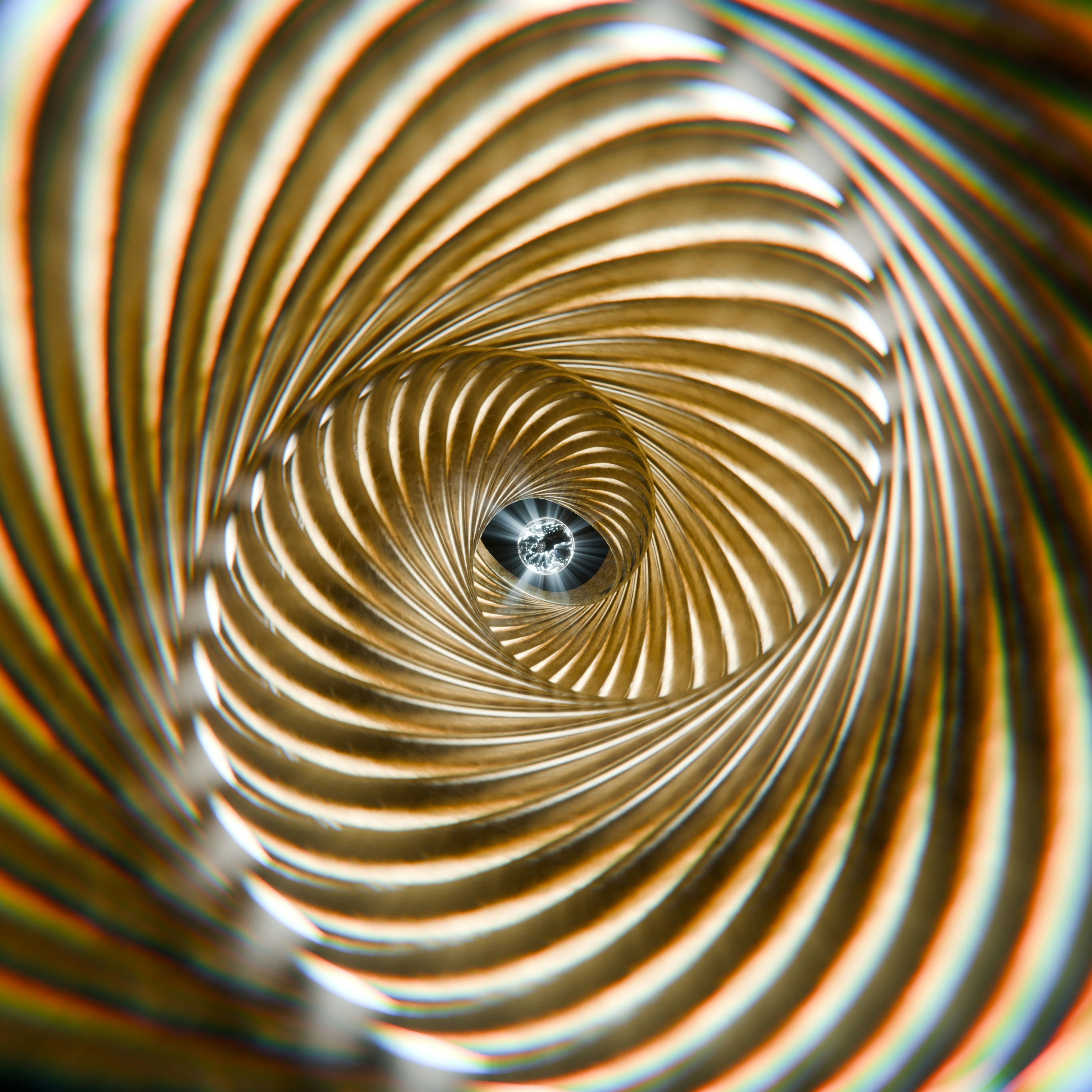 Abstract spiral tunnel with a bright center.