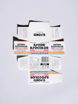 Ilford ilfocolor 400 plus film boxes stacked