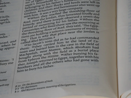 Close-up of text from a book