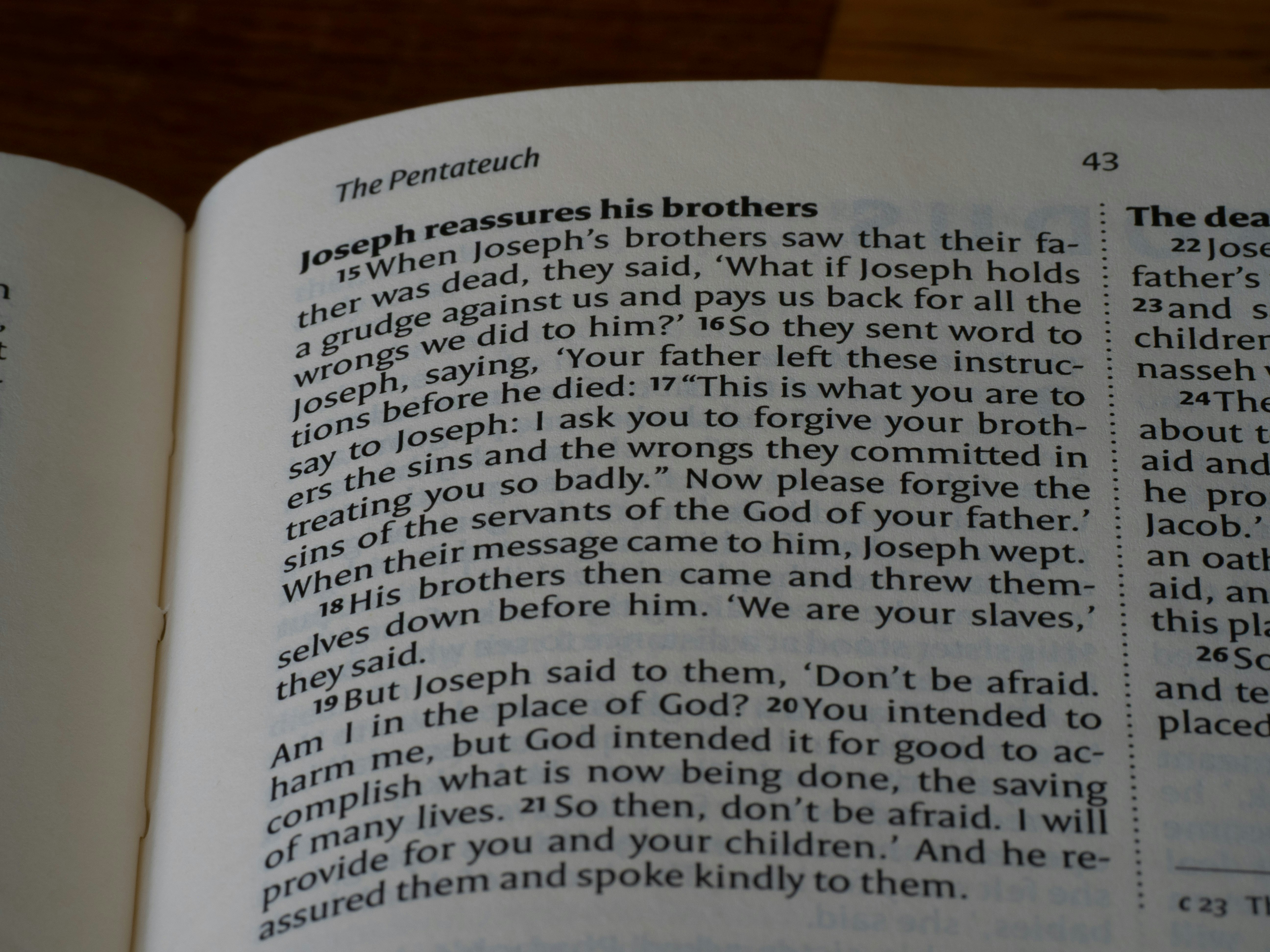 Close-up of text in a book titled the pentateuch.