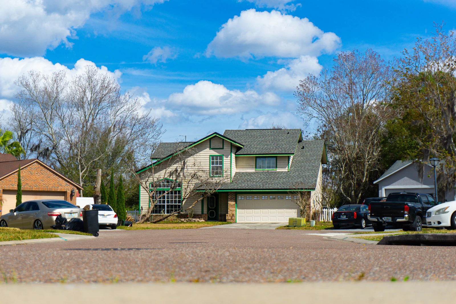 Suburban street with single-family homes