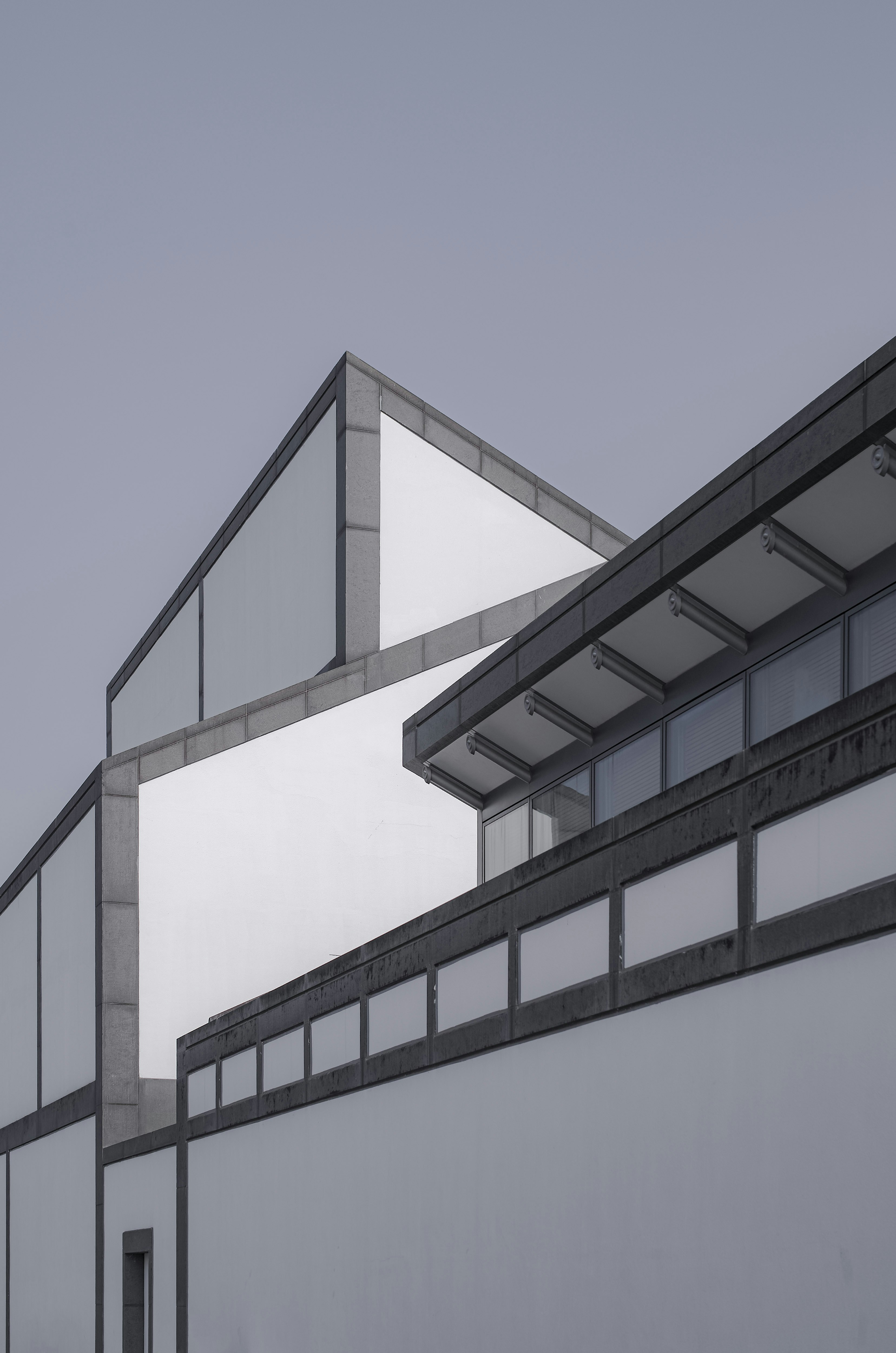 Modern architecture with geometric shapes and clean lines.