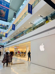 Apple store entrance in a modern shopping mall