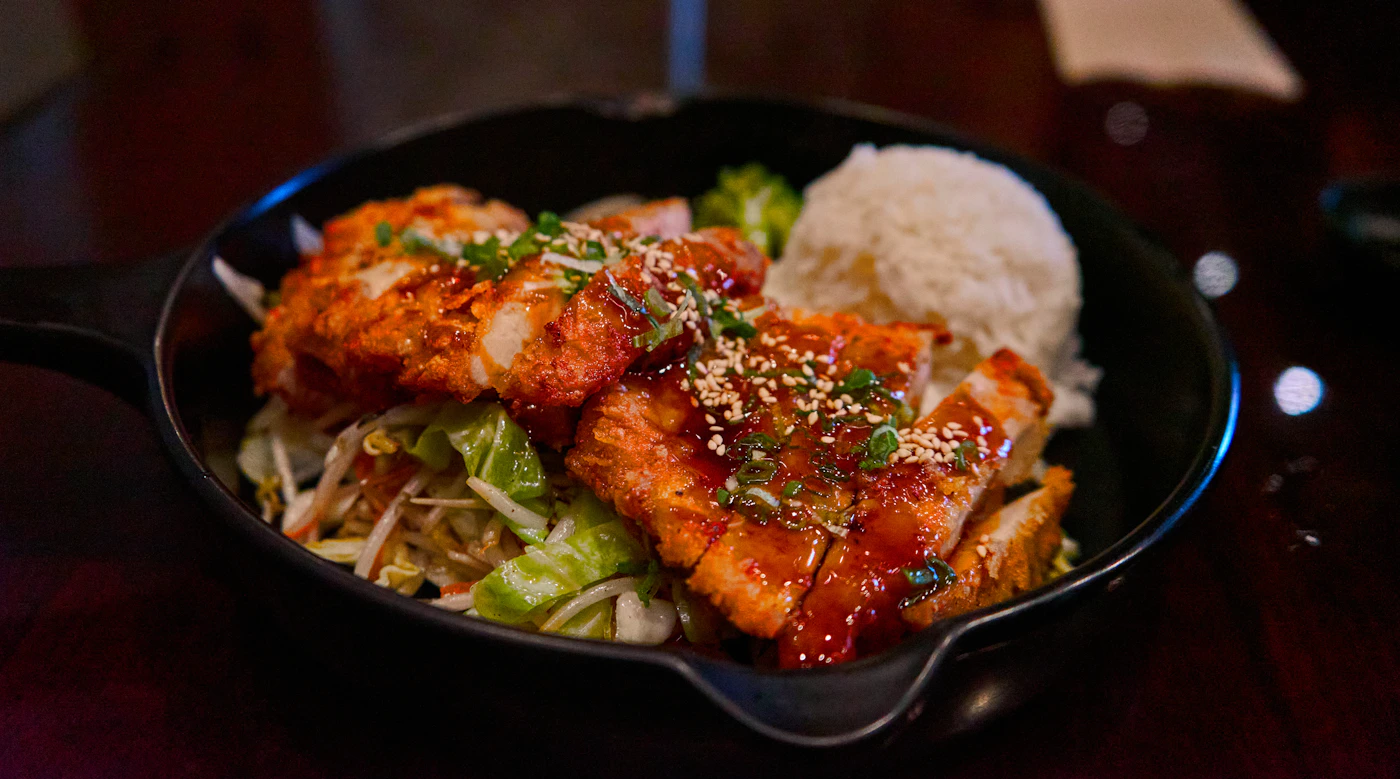 Prepared salmon meal with rice and vegetables