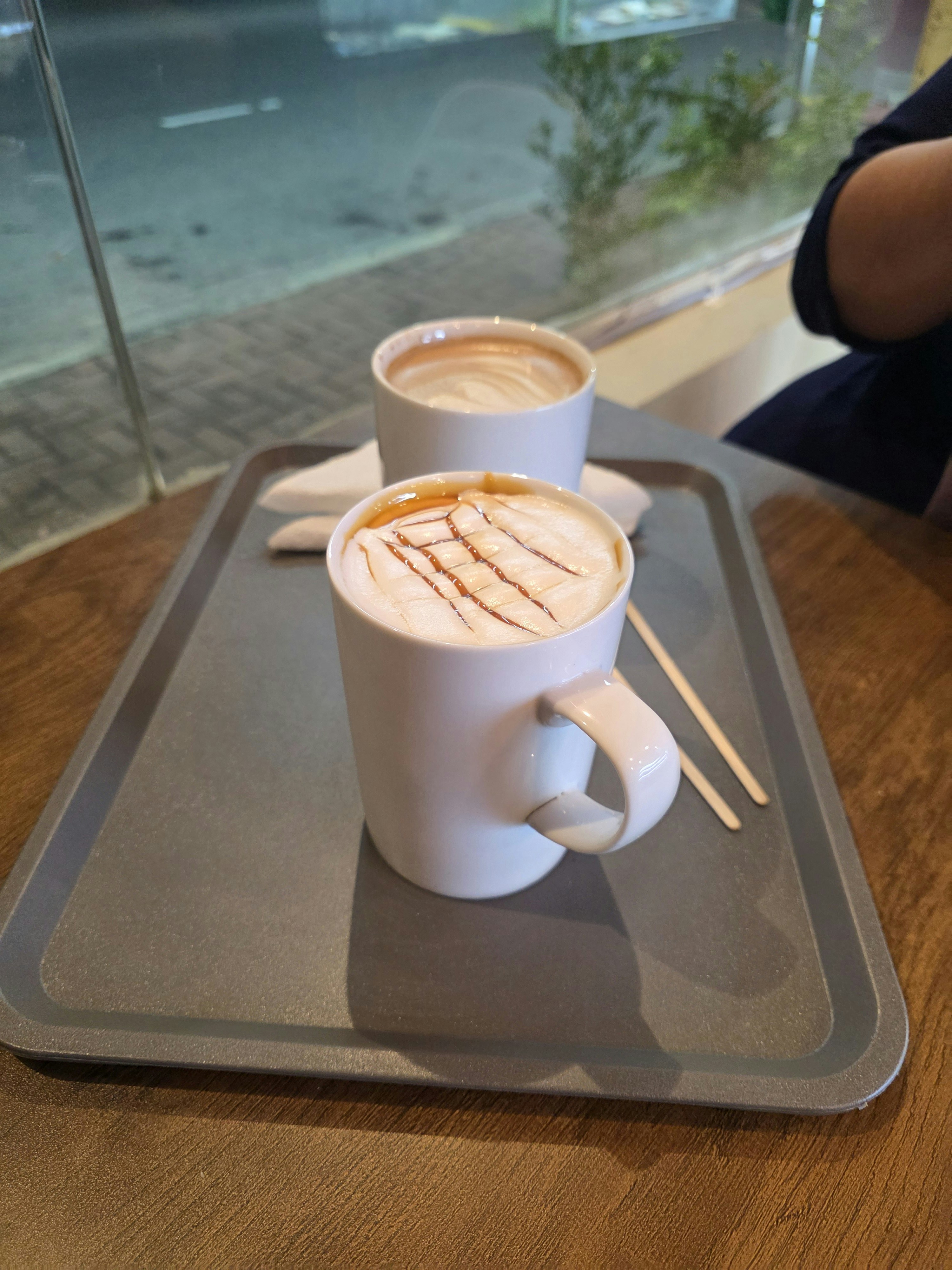 Coffee cups in a coffee shop