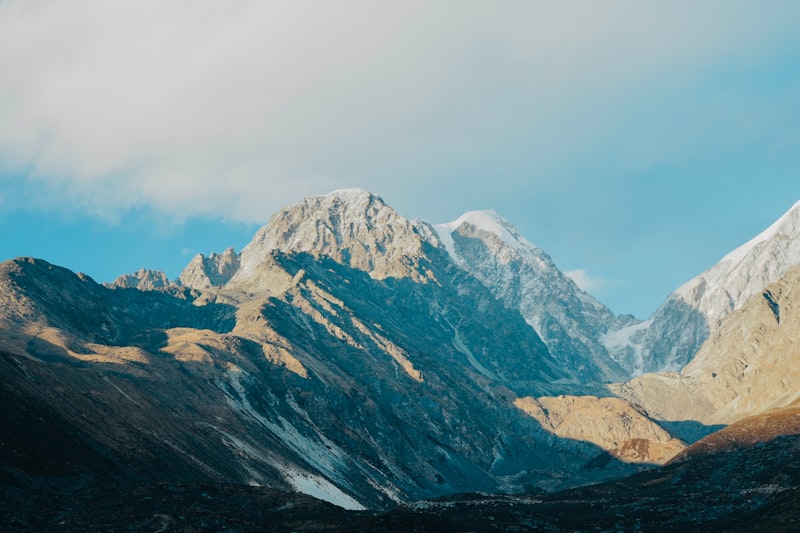 Yading autumn golden forest with snow mountain backdrop