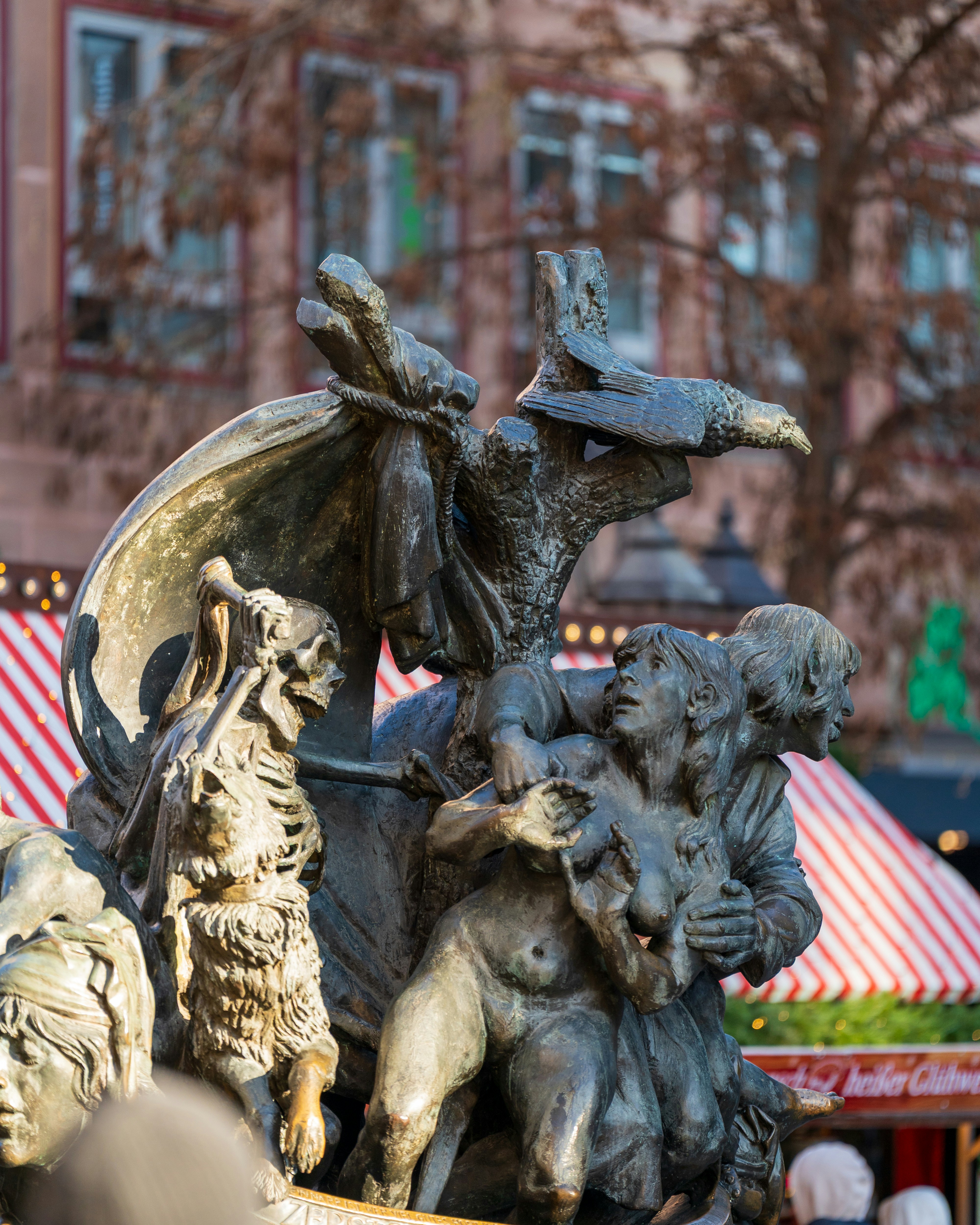 Bronze sculpture of mythical creatures and humans