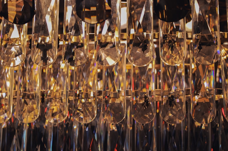 crystal chandelier with warm ambient lighting