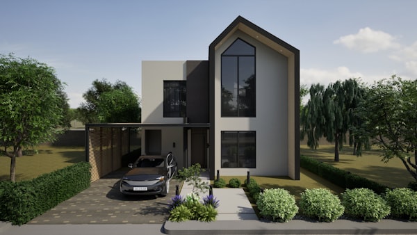 Modernes Haus mit integriertem Carport