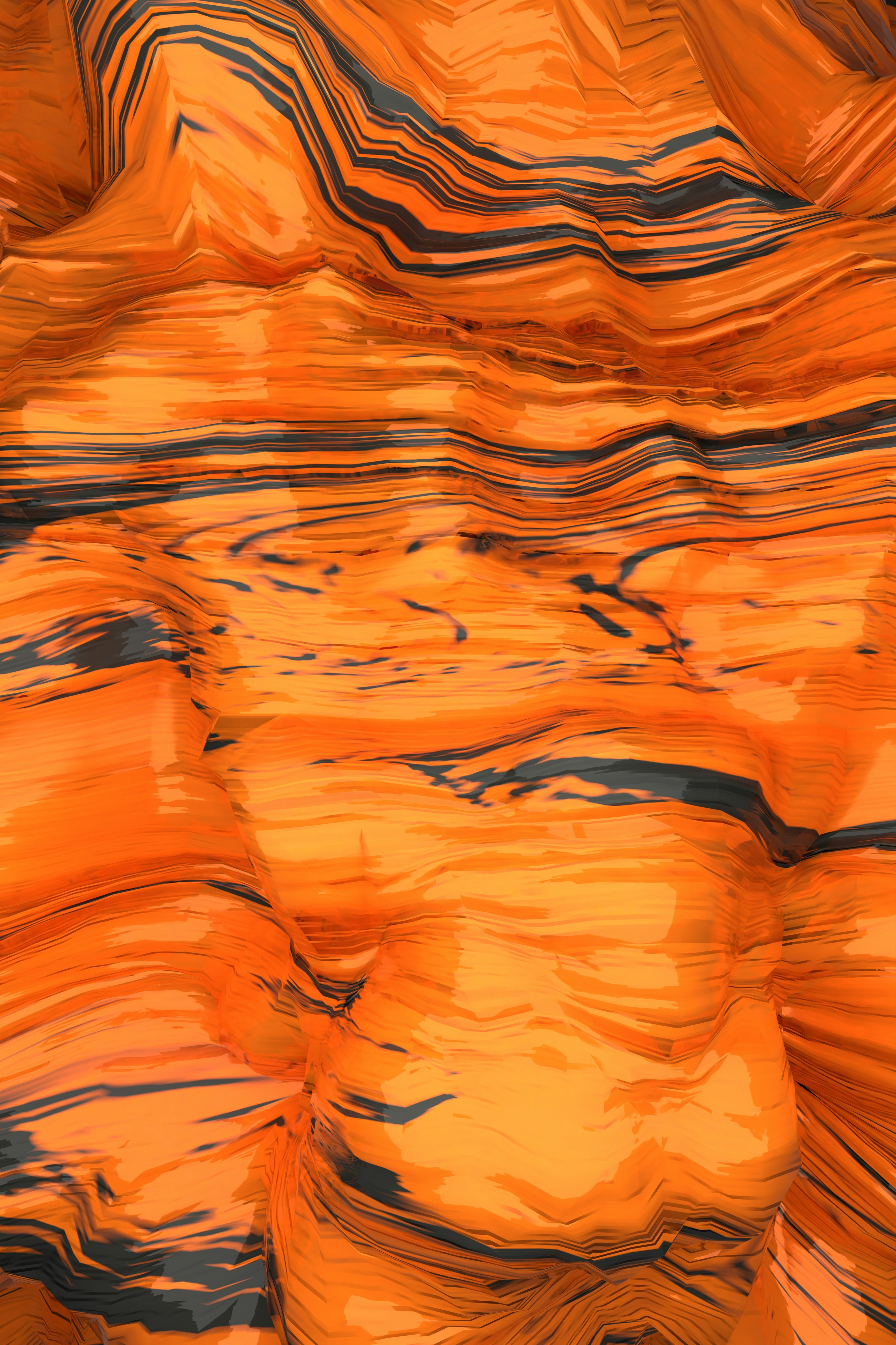 Superficie abstracta con textura y franjas naranjas y negras