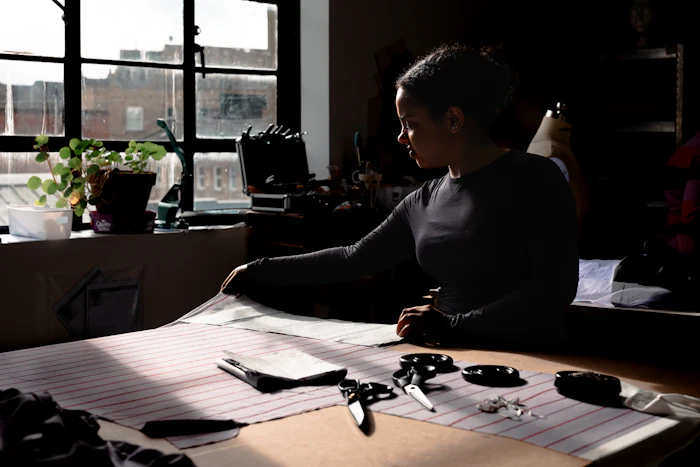 Marking out a pattern on large sheets of paper